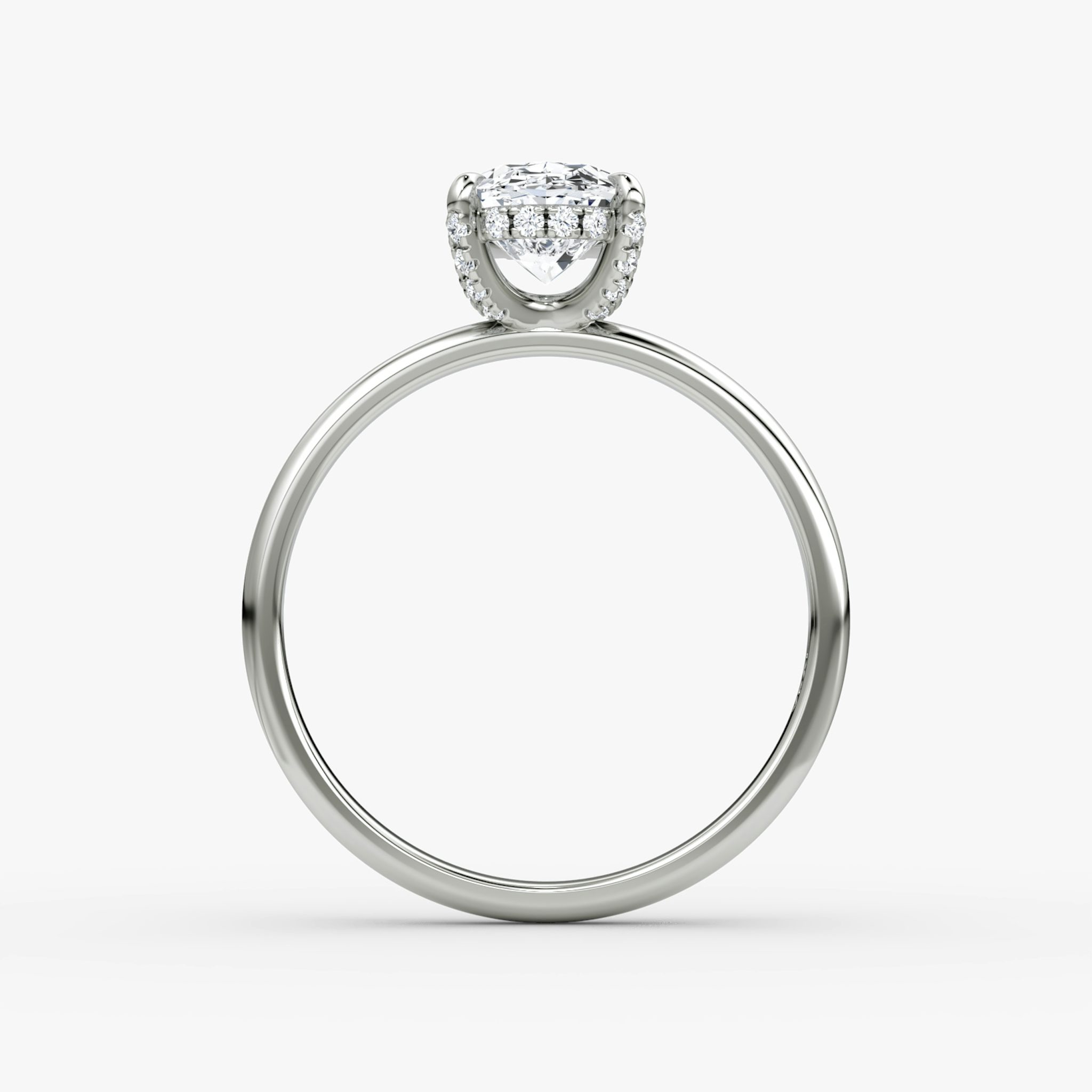 The Classic Hidden Halo | Oval | Platinum | bandAccent: Plain | bandWidth: large | prongStyle: Pavé | diamondOrientation: vertical | caratWeight: other