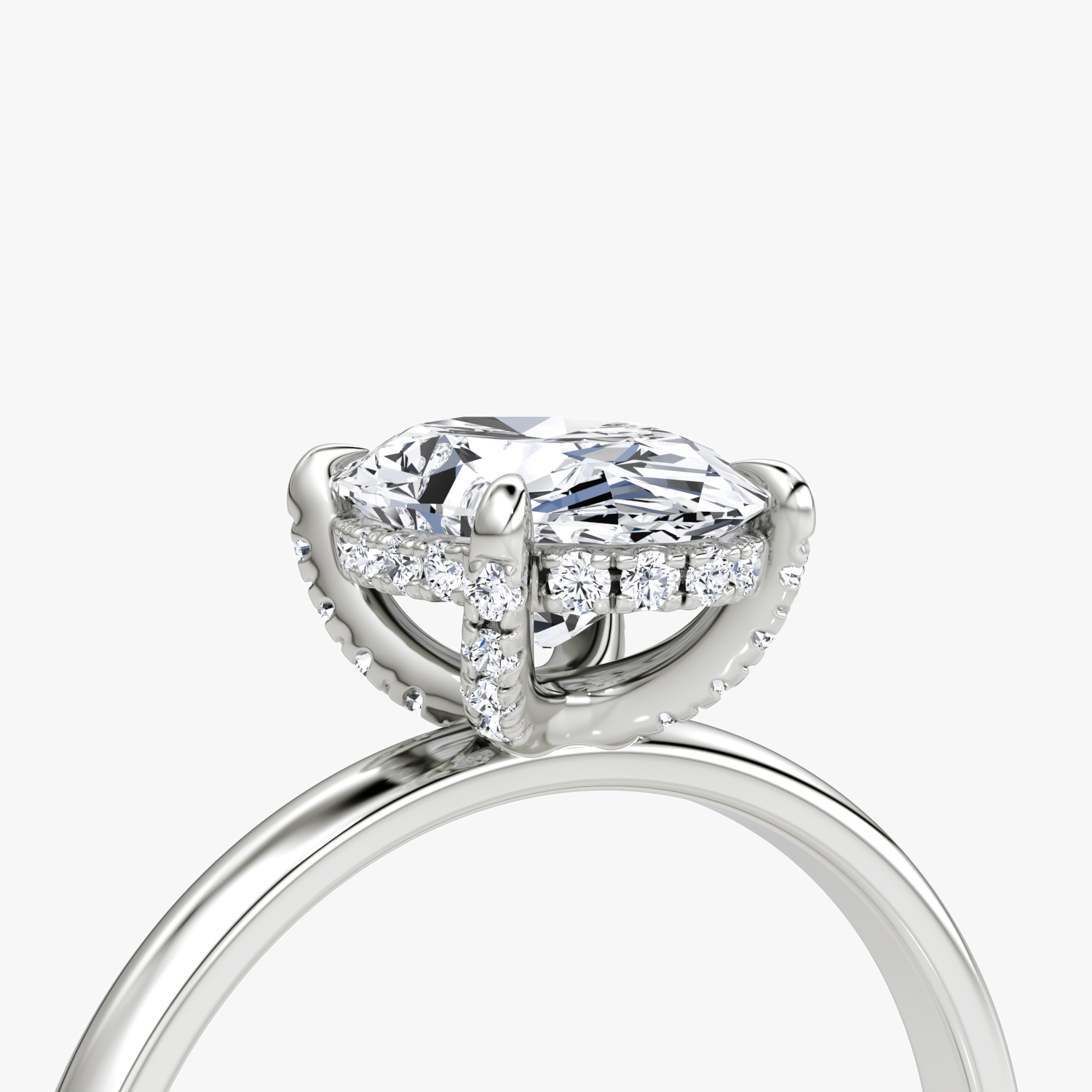 The Classic Hidden Halo | Oval | Platinum | bandAccent: Plain | bandWidth: large | prongStyle: Pavé | diamondOrientation: vertical | caratWeight: other