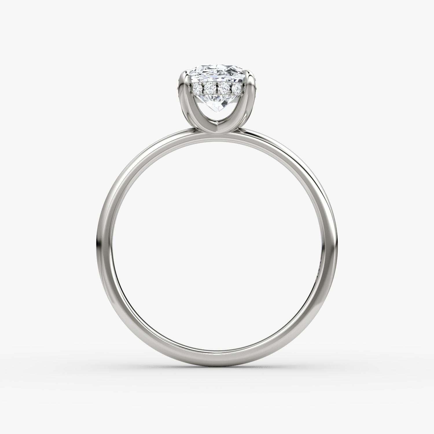 The Classic Hidden Halo | Oval | 18k | White Gold | bandAccent: Plain | bandWidth: large | prongStyle: Plain | diamondOrientation: vertical | caratWeight: other