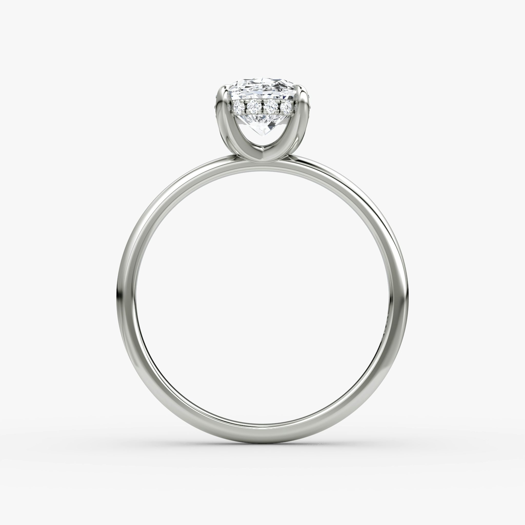 The Classic Hidden Halo | Oval | 18k | White Gold | bandAccent: Plain | bandWidth: large | prongStyle: Plain | diamondOrientation: vertical | caratWeight: other