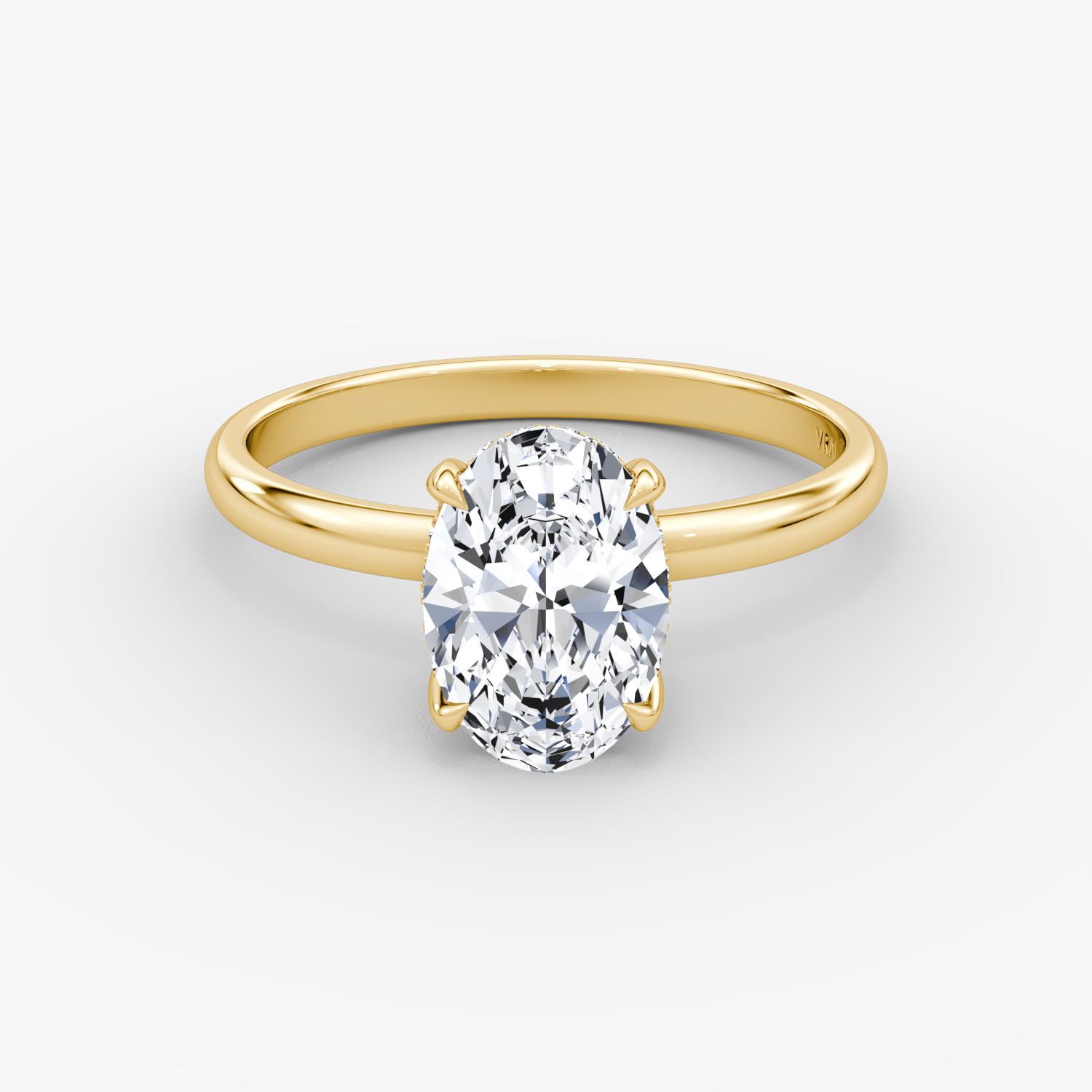 Classic Hidden Halo | Oval | 18k | Gelbgold | bandAccent: Ohne Pavé-Besatz | bandWidth: large | prongStyle: Ohne Pavé-Besatz | diamondOrientation: vertical | caratWeight: other