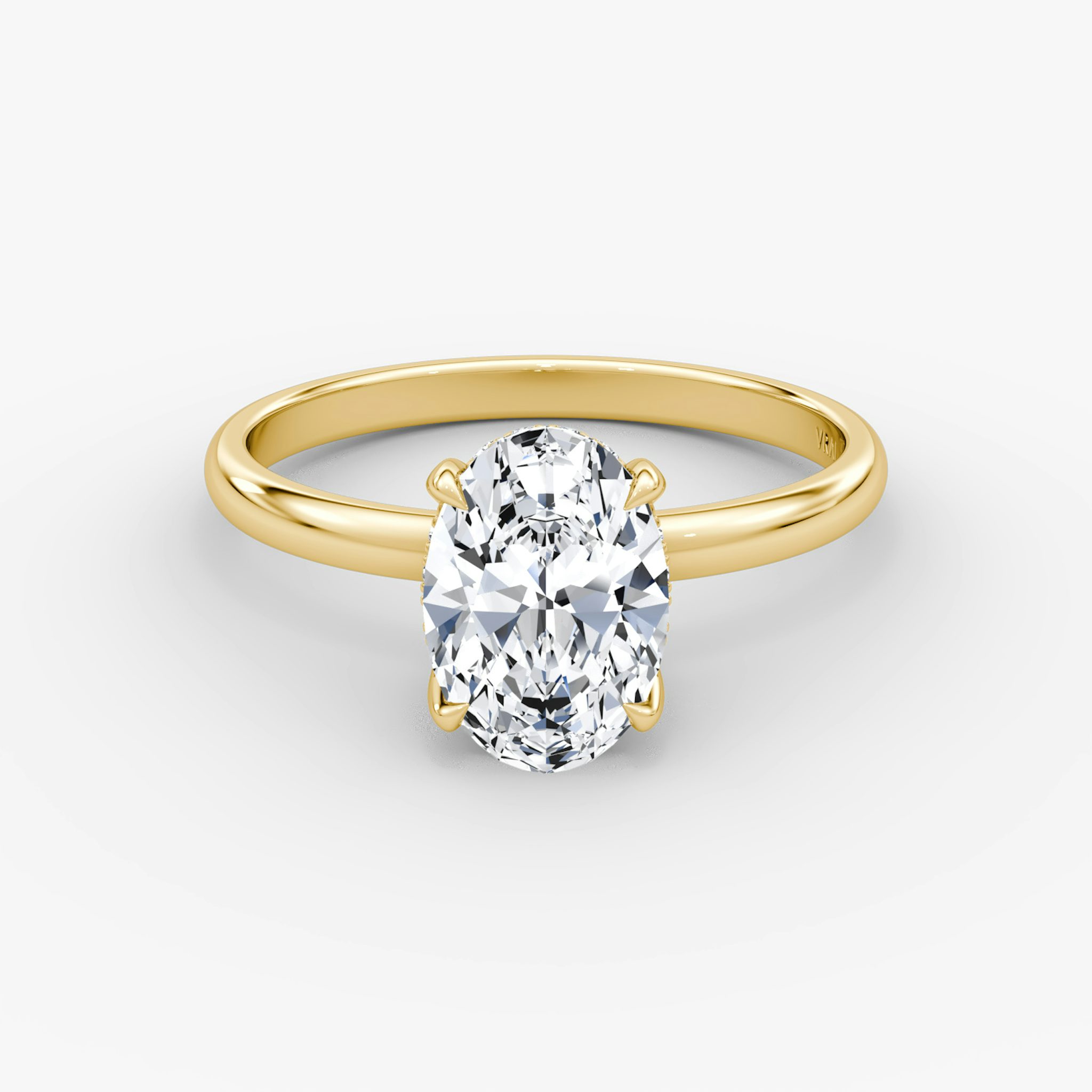 Classic Hidden Halo | Oval | 18k | Gelbgold | bandAccent: Ohne Pavé-Besatz | bandWidth: large | prongStyle: Ohne Pavé-Besatz | diamondOrientation: vertical | caratWeight: other