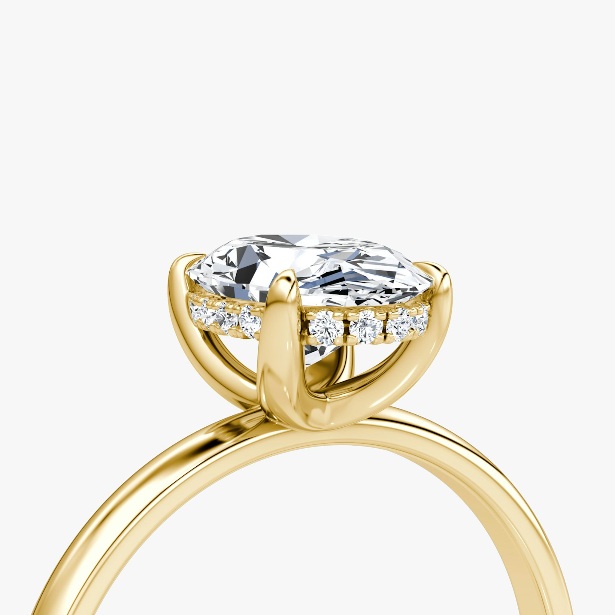 Classic Hidden Halo | Oval | 18k | Gelbgold | bandAccent: Ohne Pavé-Besatz | bandWidth: large | prongStyle: Ohne Pavé-Besatz | diamondOrientation: vertical | caratWeight: other