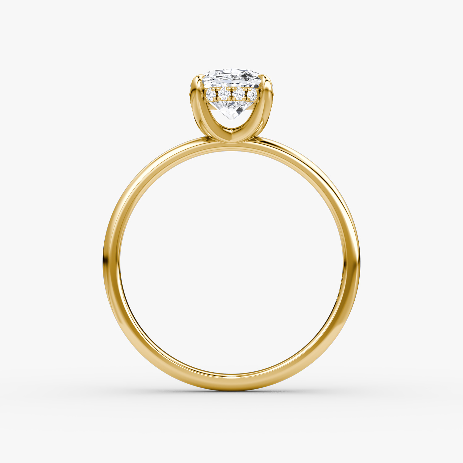 Classic Hidden Halo | Oval | 18k | Gelbgold | bandAccent: Ohne Pavé-Besatz | bandWidth: large | prongStyle: Ohne Pavé-Besatz | diamondOrientation: vertical | caratWeight: other