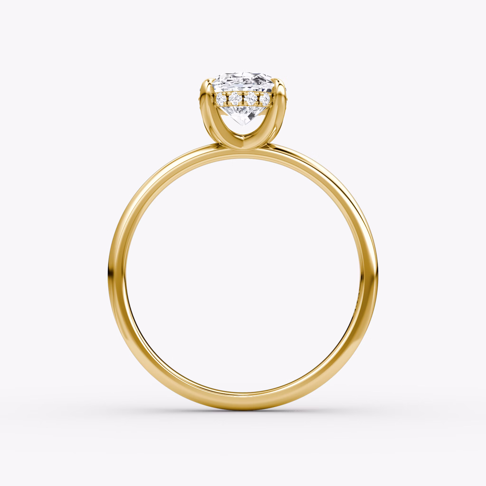 Classic Hidden Halo | Oval | 18k | Gelbgold | bandAccent: Ohne Pavé-Besatz | bandWidth: large | prongStyle: Ohne Pavé-Besatz | diamondOrientation: vertical | caratWeight: other