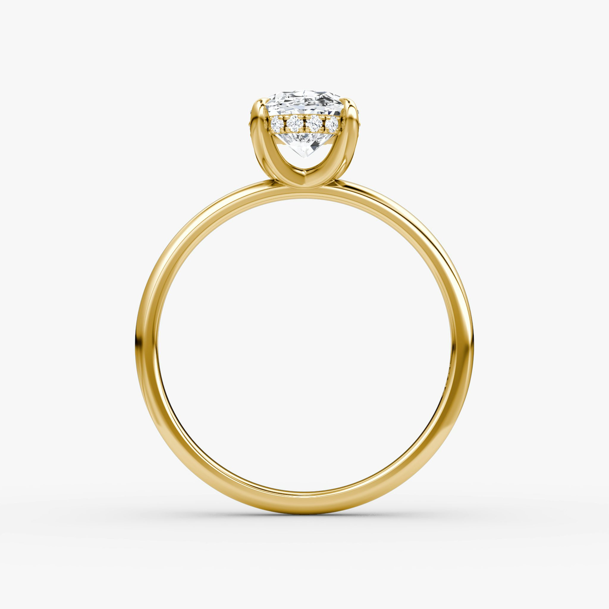 Classic Hidden Halo | Oval | 18k | Gelbgold | bandAccent: Ohne Pavé-Besatz | bandWidth: large | prongStyle: Ohne Pavé-Besatz | diamondOrientation: vertical | caratWeight: other