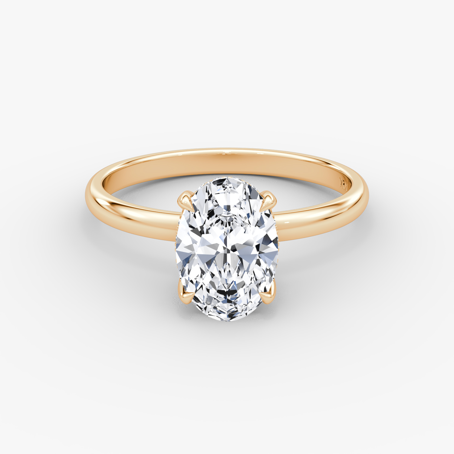 The Classic Hidden Halo | Oval | 14k | Rose Gold | bandAccent: Plain | bandWidth: large | prongStyle: Plain | diamondOrientation: vertical | caratWeight: other
