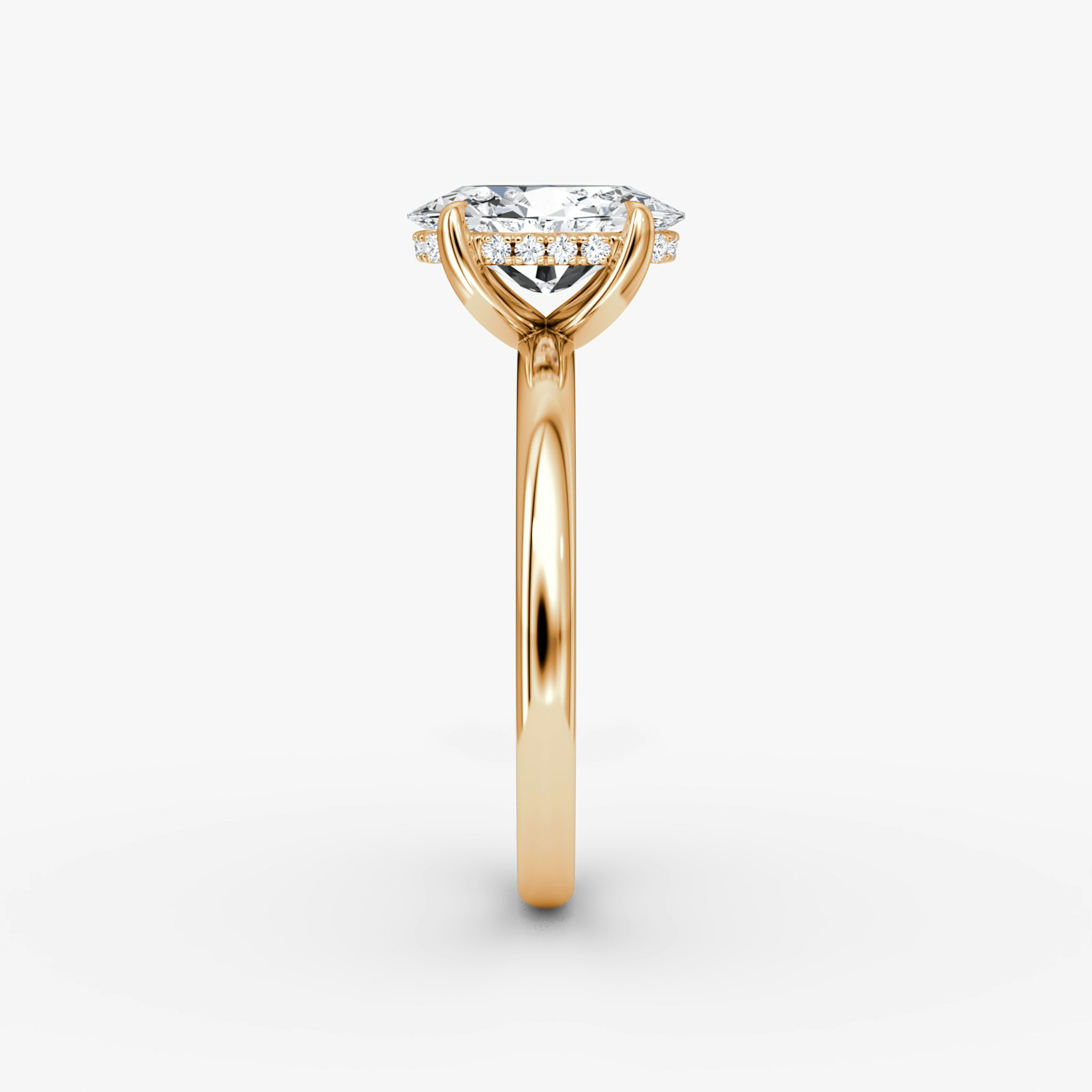 The Classic Hidden Halo | Oval | 14k | Rose Gold | bandAccent: Plain | bandWidth: large | prongStyle: Plain | diamondOrientation: vertical | caratWeight: other