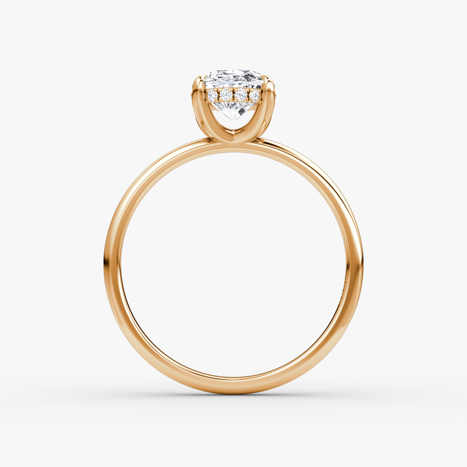 The Classic Hidden Halo | Oval | 14k | Rose Gold | bandAccent: Plain | bandWidth: large | prongStyle: Plain | diamondOrientation: vertical | caratWeight: other