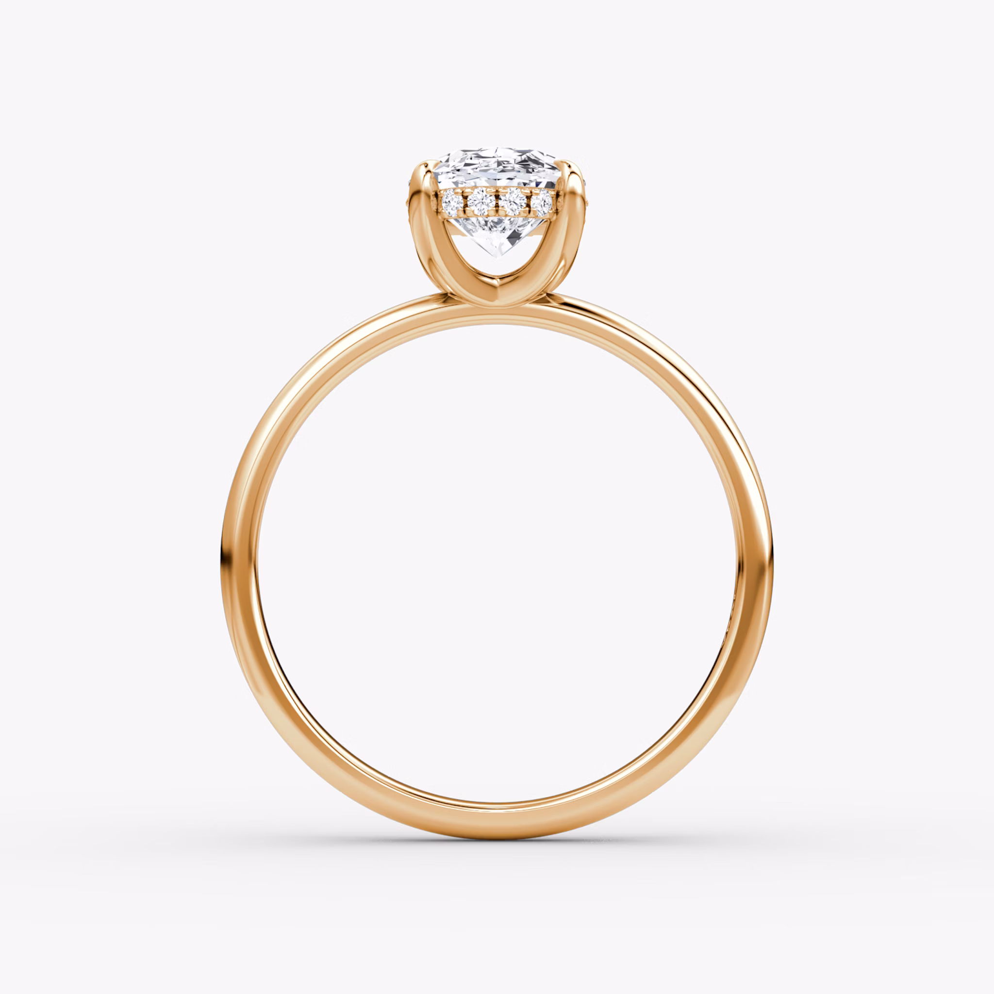 The Classic Hidden Halo | Oval | 14k | Rose Gold | bandAccent: Plain | bandWidth: large | prongStyle: Plain | diamondOrientation: vertical | caratWeight: other