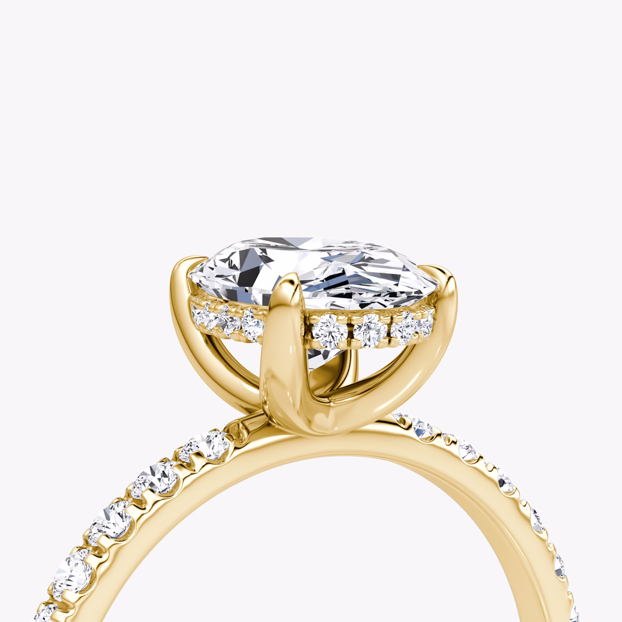 The Classic Hidden Halo | Oval | 18k | Yellow Gold | bandAccent: Pavé | bandWidth: large | prongStyle: Plain | diamondOrientation: vertical | caratWeight: other