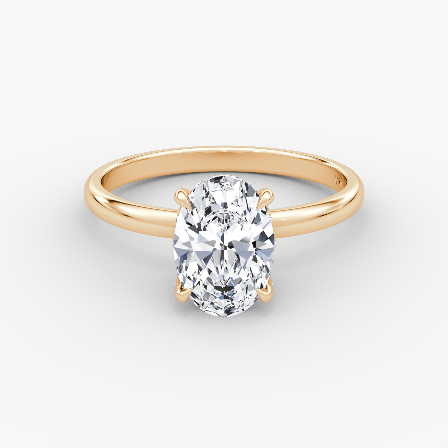 The Classic Hidden Halo | Oval | 14k | Rose Gold | bandAccent: Plain | bandWidth: large | prongStyle: Pavé | diamondOrientation: vertical | caratWeight: other