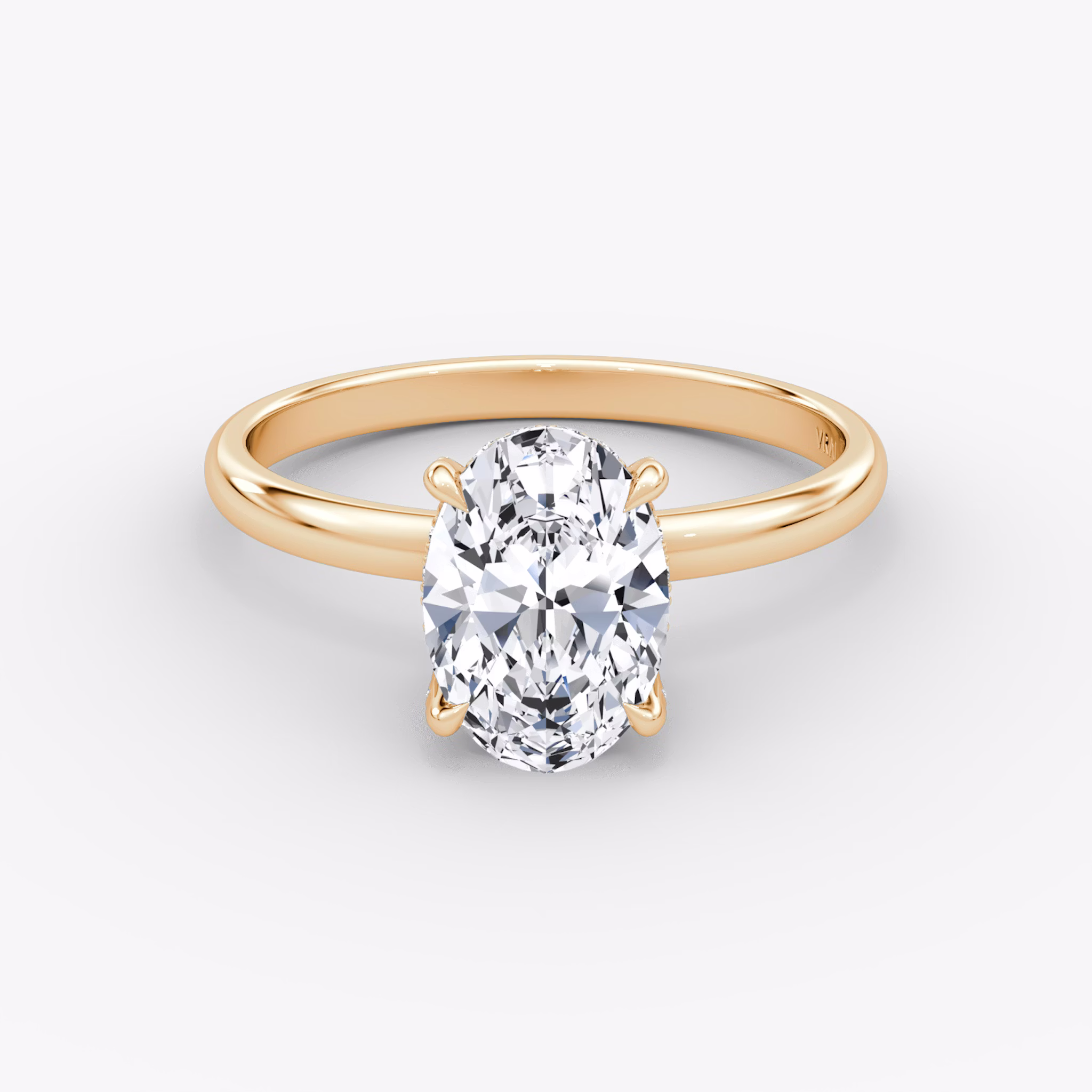 The Classic Hidden Halo | Oval | 14k | Rose Gold | bandAccent: Plain | bandWidth: large | prongStyle: Pavé | diamondOrientation: vertical | caratWeight: other