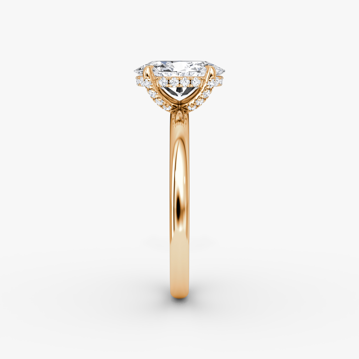 The Classic Hidden Halo | Oval | 14k | Rose Gold | bandAccent: Plain | bandWidth: large | prongStyle: Pavé | diamondOrientation: vertical | caratWeight: other