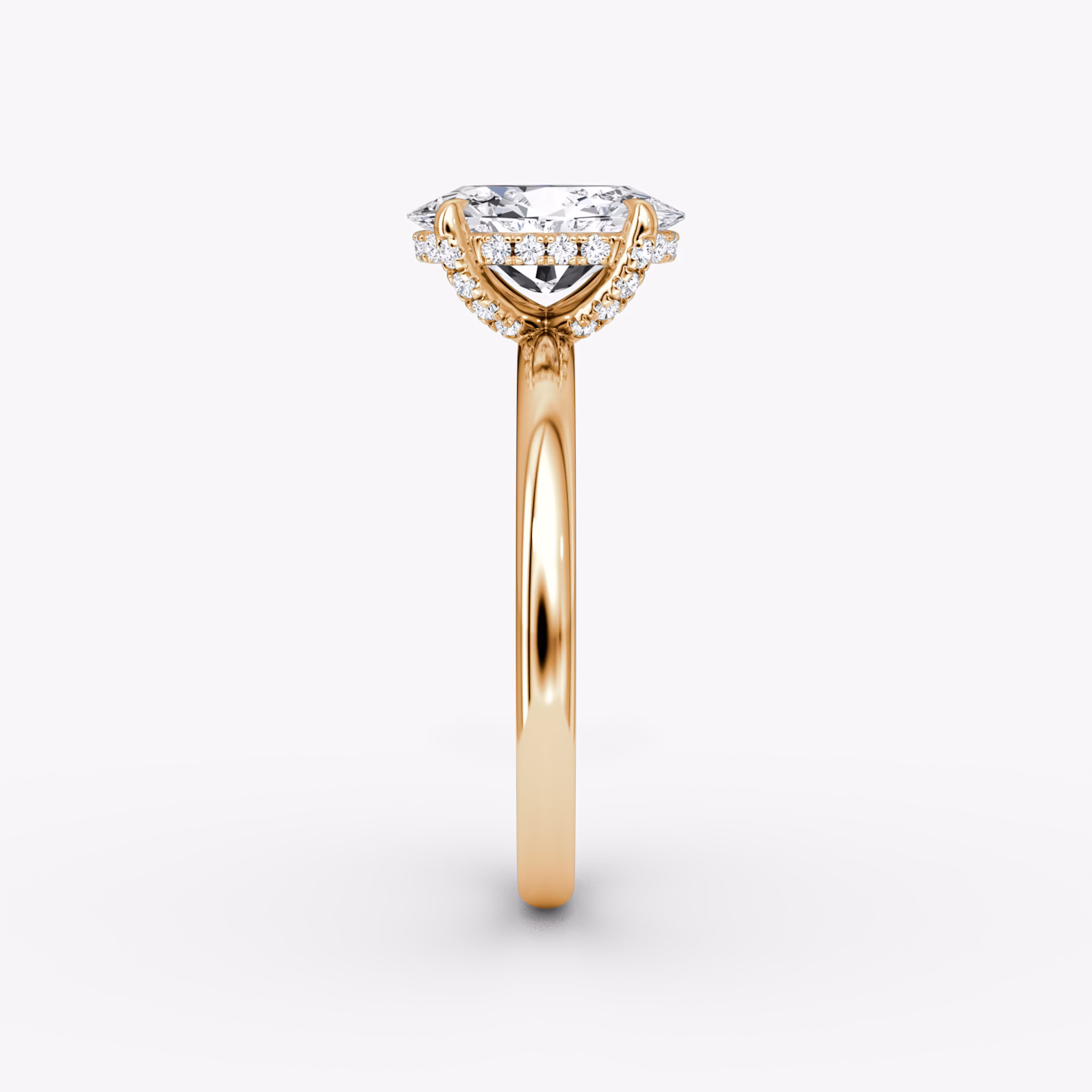 The Classic Hidden Halo | Oval | 14k | Rose Gold | bandAccent: Plain | bandWidth: large | prongStyle: Pavé | diamondOrientation: vertical | caratWeight: other
