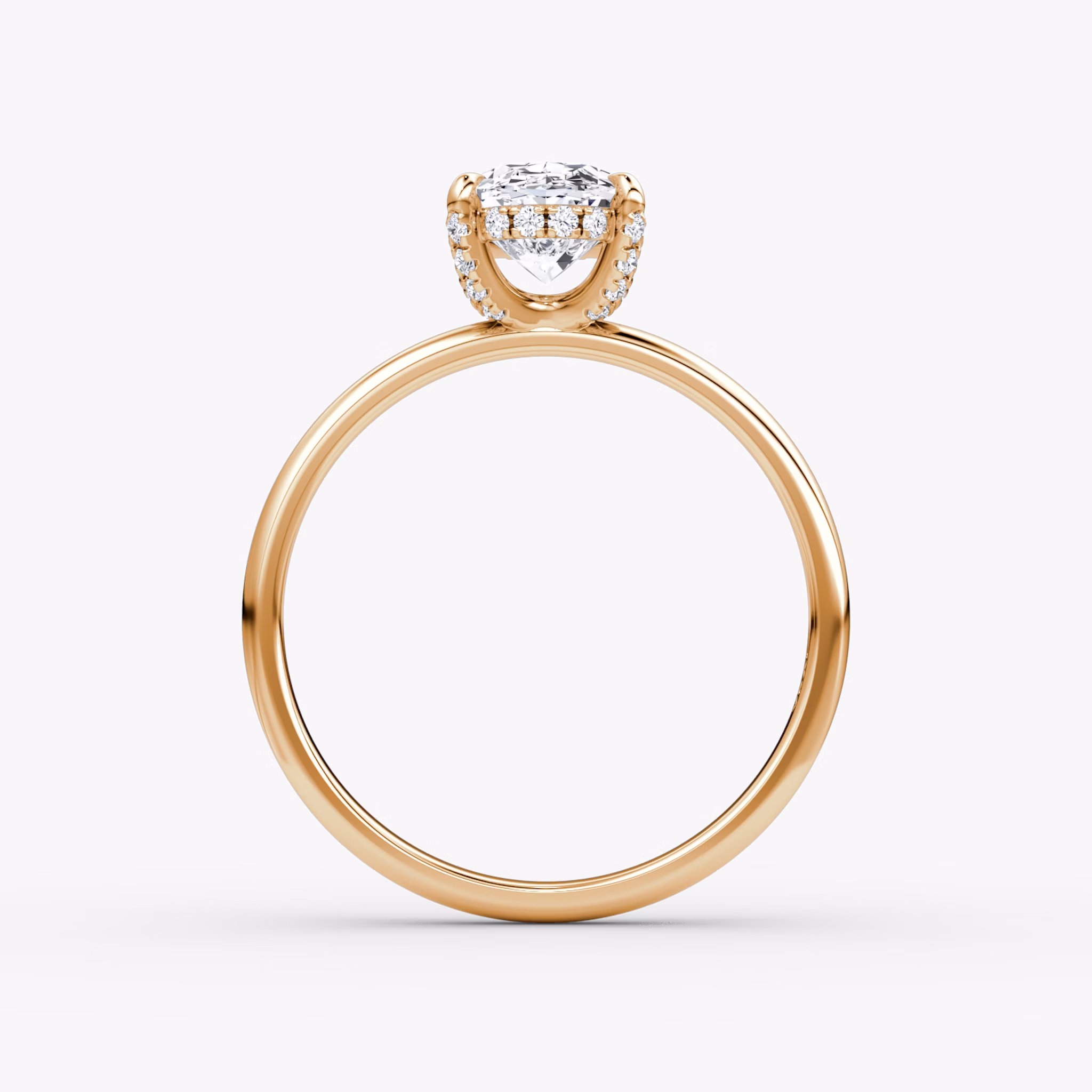 The Classic Hidden Halo | Oval | 14k | Rose Gold | bandAccent: Plain | bandWidth: large | prongStyle: Pavé | diamondOrientation: vertical | caratWeight: other