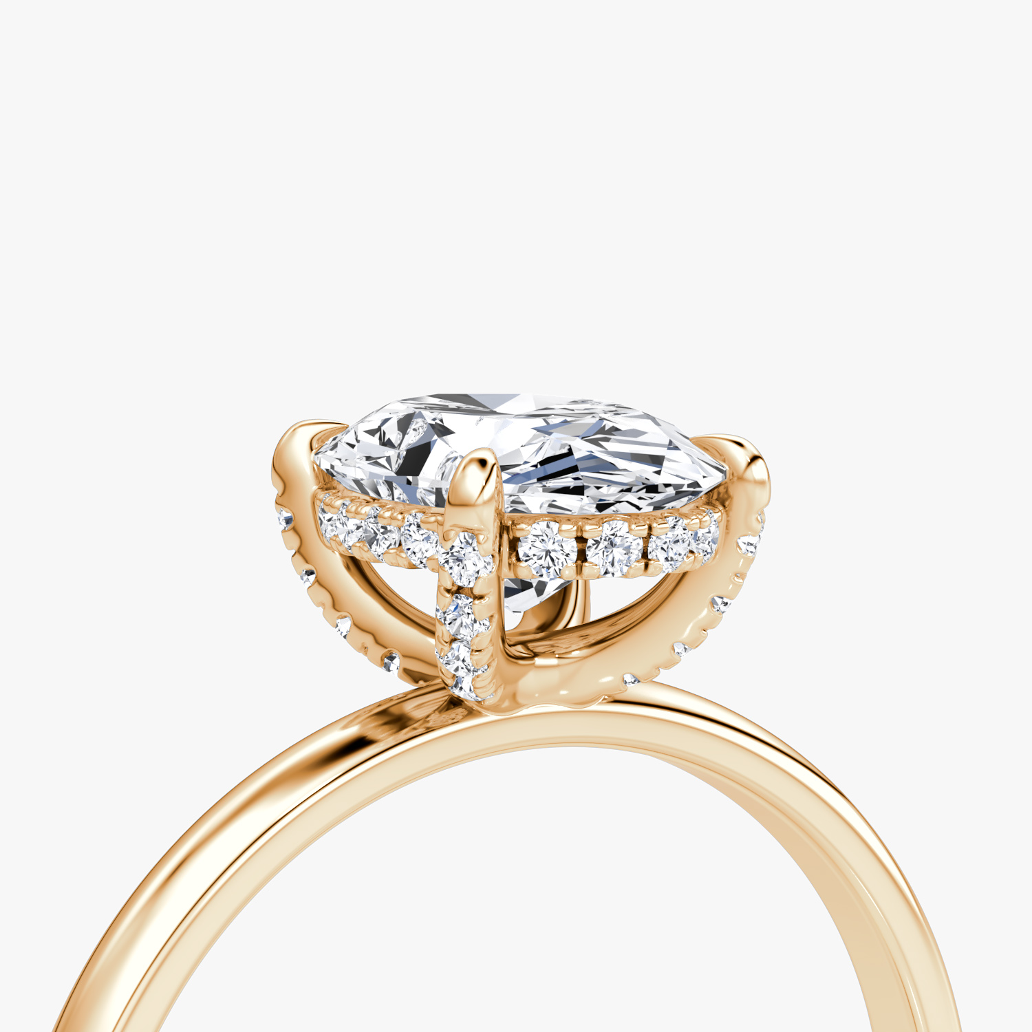 The Classic Hidden Halo | Oval | 14k | Rose Gold | bandAccent: Plain | bandWidth: large | prongStyle: Pavé | diamondOrientation: vertical | caratWeight: other