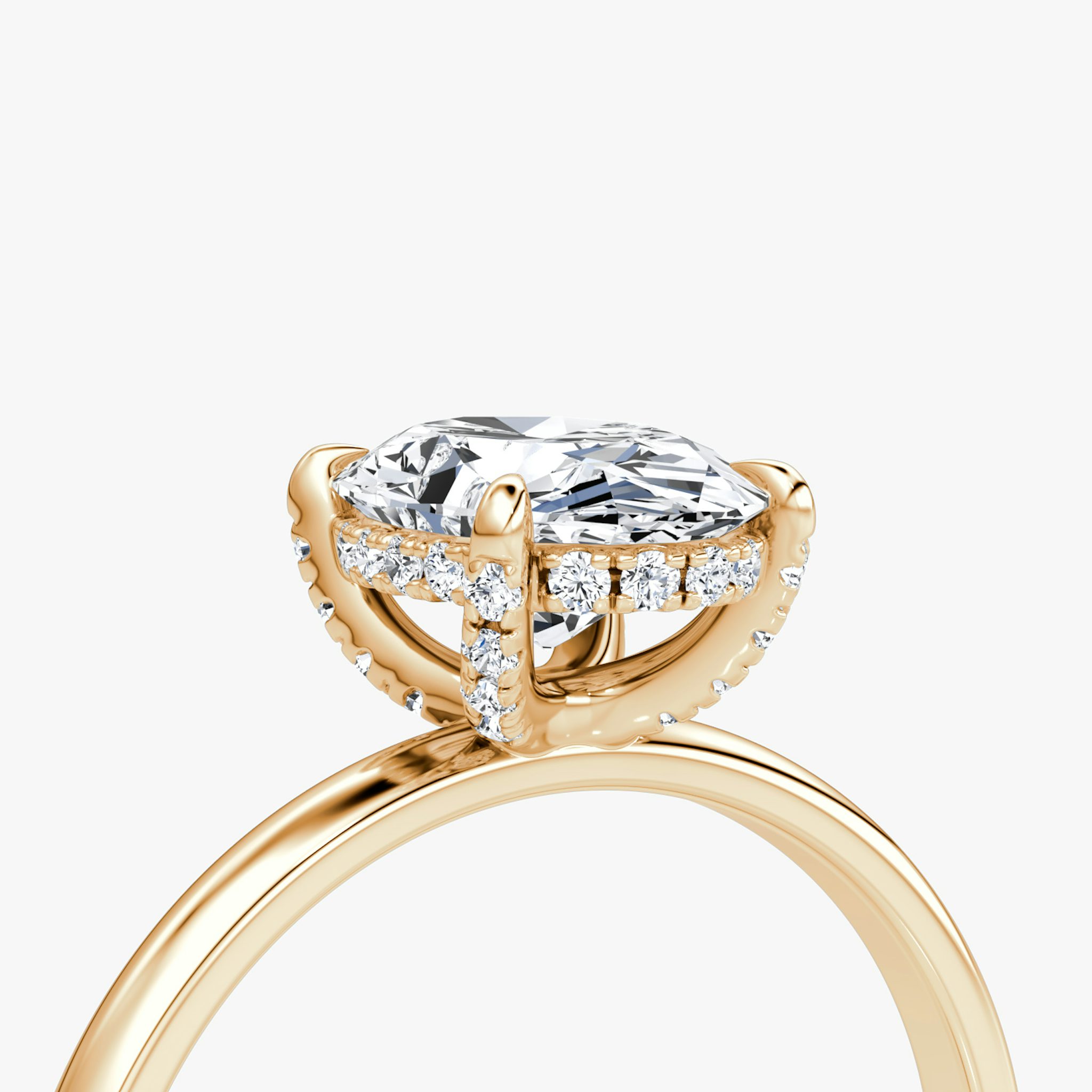 The Classic Hidden Halo | Oval | 14k | Rose Gold | bandAccent: Plain | bandWidth: large | prongStyle: Pavé | diamondOrientation: vertical | caratWeight: other