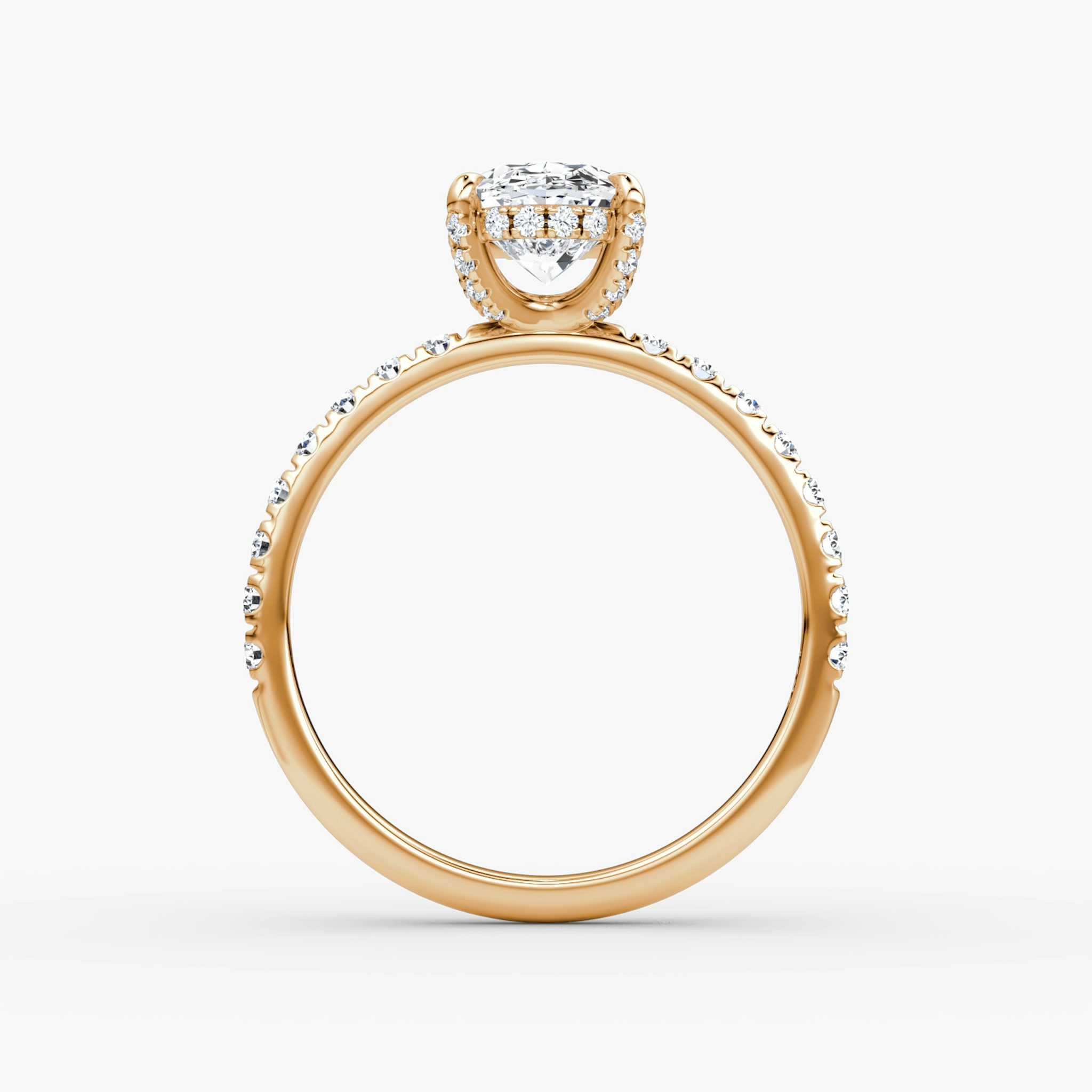 The Classic Hidden Halo | Oval | 14k | Rose Gold | bandAccent: Pavé | bandWidth: large | prongStyle: Pavé | diamondOrientation: vertical | caratWeight: other