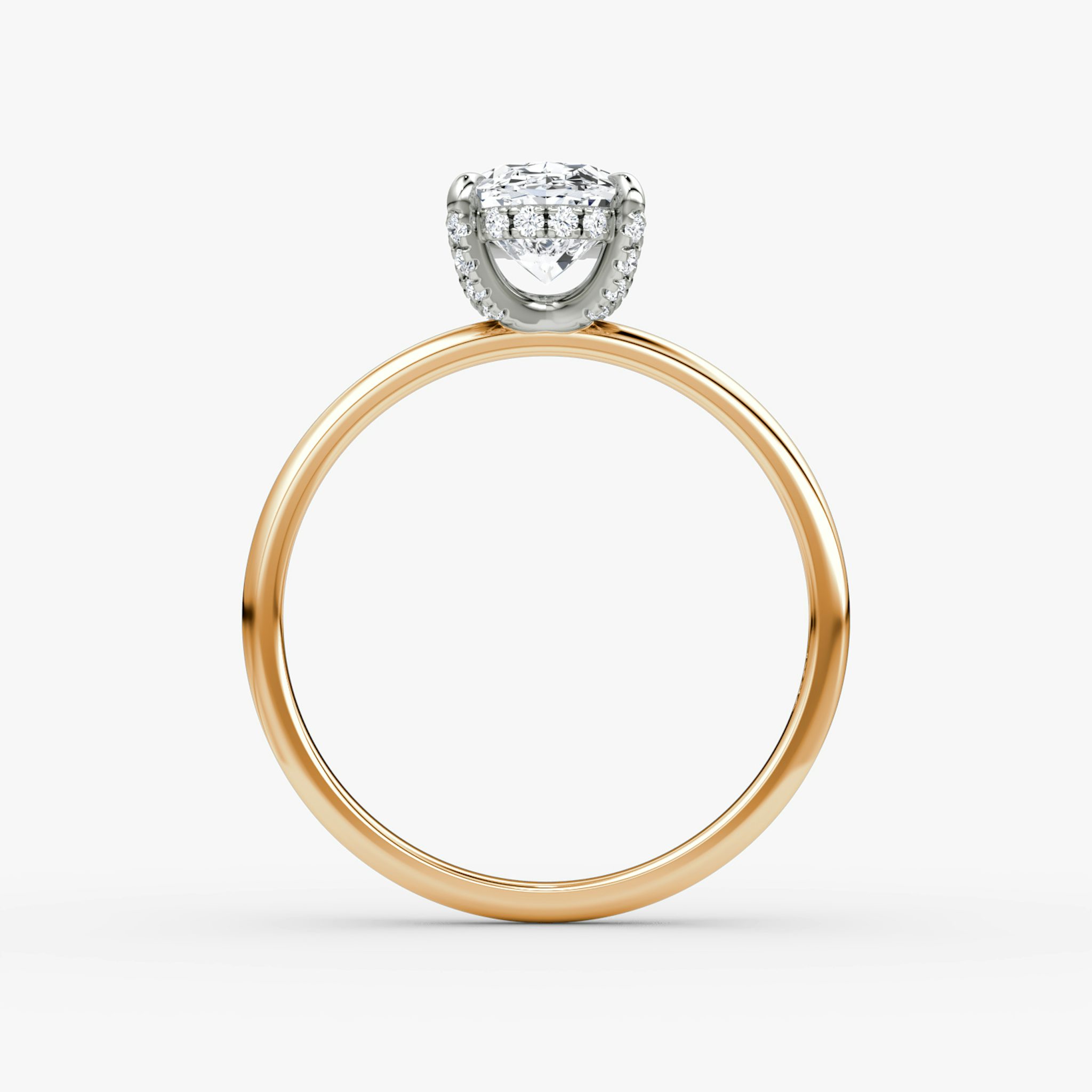 Anillo de compromiso Classic Hidden Halo | Oval | 14k | Oro rosa y platino | bandAccent: Simple | bandWidth: standard | prongStyle: Pavé | diamondOrientation: vertical | caratWeight: other