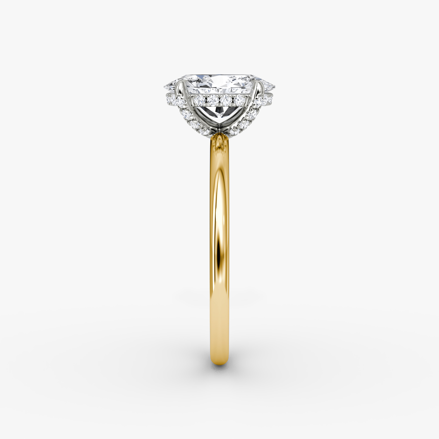 The Classic Hidden Halo | Oval | 18k | Yellow Gold and Platinum | bandAccent: Plain | bandWidth: standard | prongStyle: Pavé | diamondOrientation: vertical | caratWeight: other