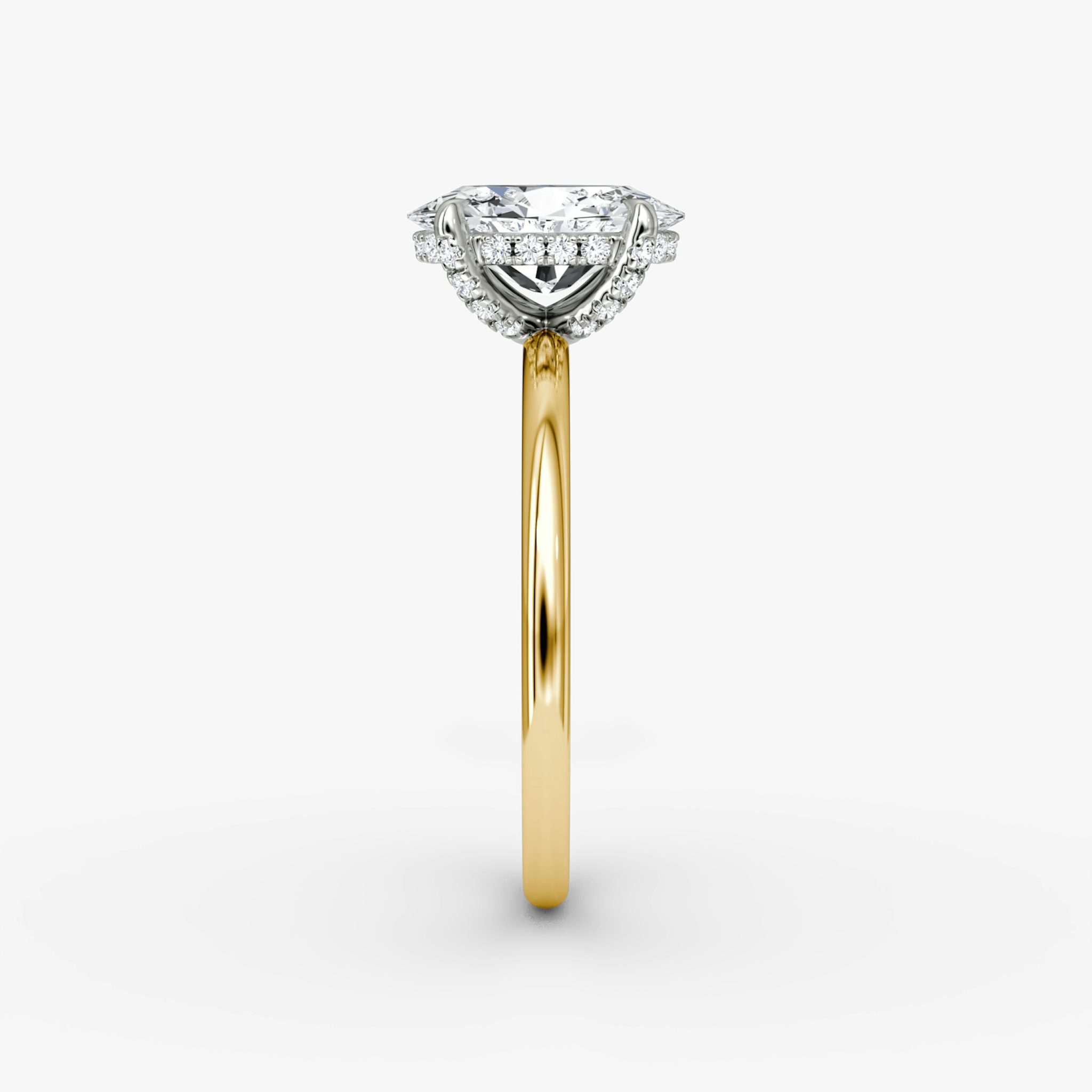The Classic Hidden Halo | Oval | 18k | Yellow Gold and Platinum | bandAccent: Plain | bandWidth: standard | prongStyle: Pavé | diamondOrientation: vertical | caratWeight: other