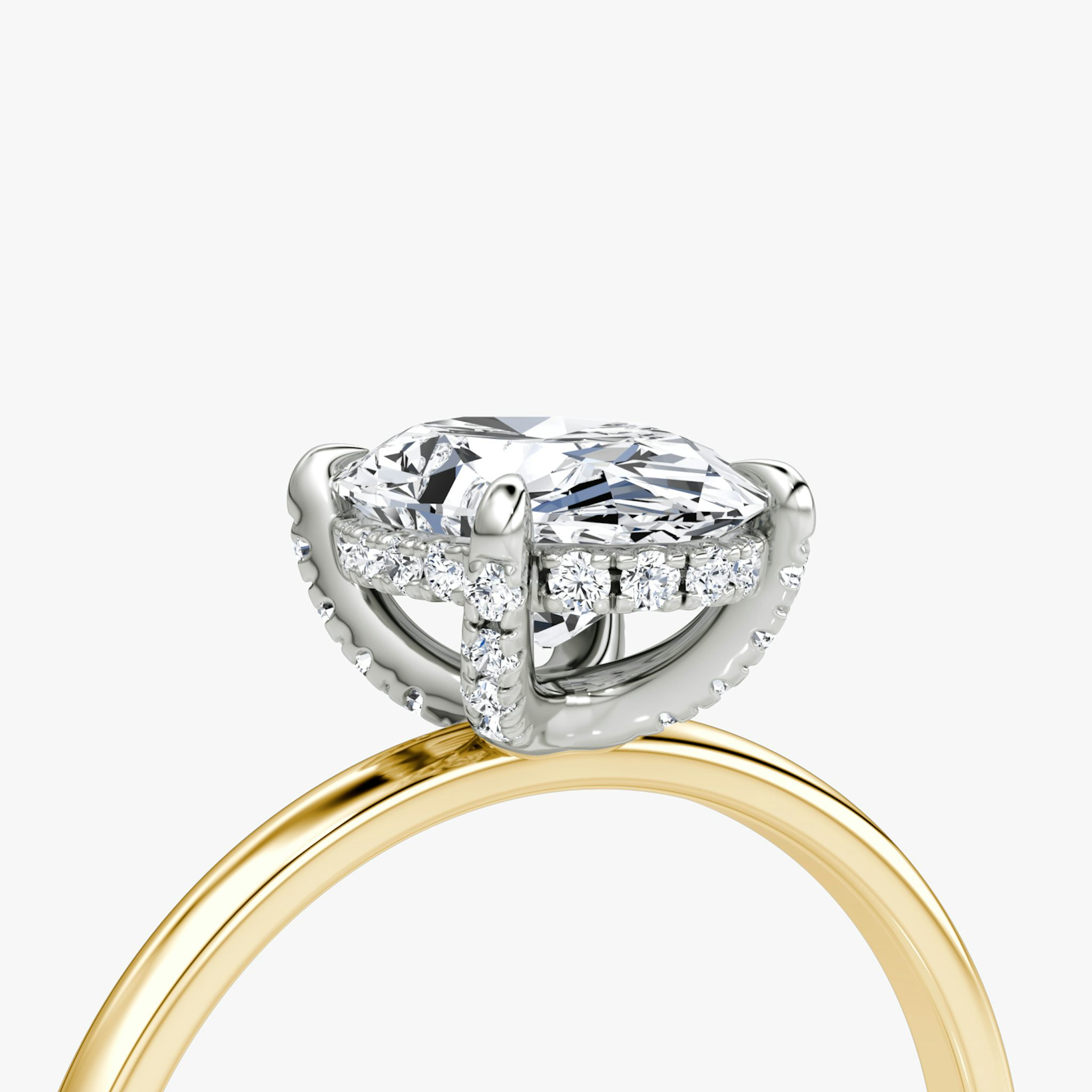 The Classic Hidden Halo | Oval | 18k | Yellow Gold and Platinum | bandAccent: Plain | bandWidth: standard | prongStyle: Pavé | diamondOrientation: vertical | caratWeight: other