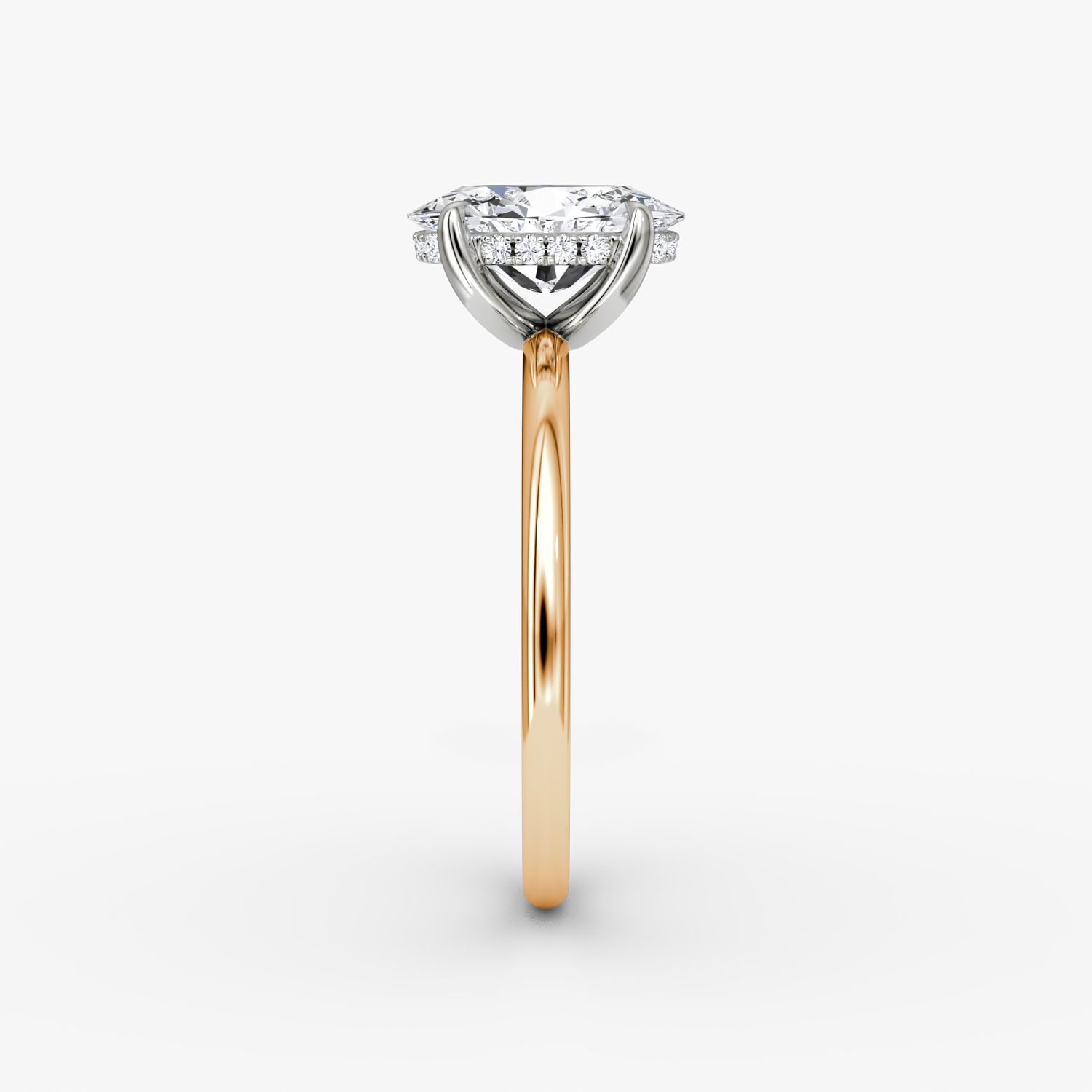 Anillo de compromiso Classic Hidden Halo | Oval | 14k | Oro rosa y platino | bandAccent: Simple | bandWidth: standard | prongStyle: Simple | diamondOrientation: vertical | caratWeight: other