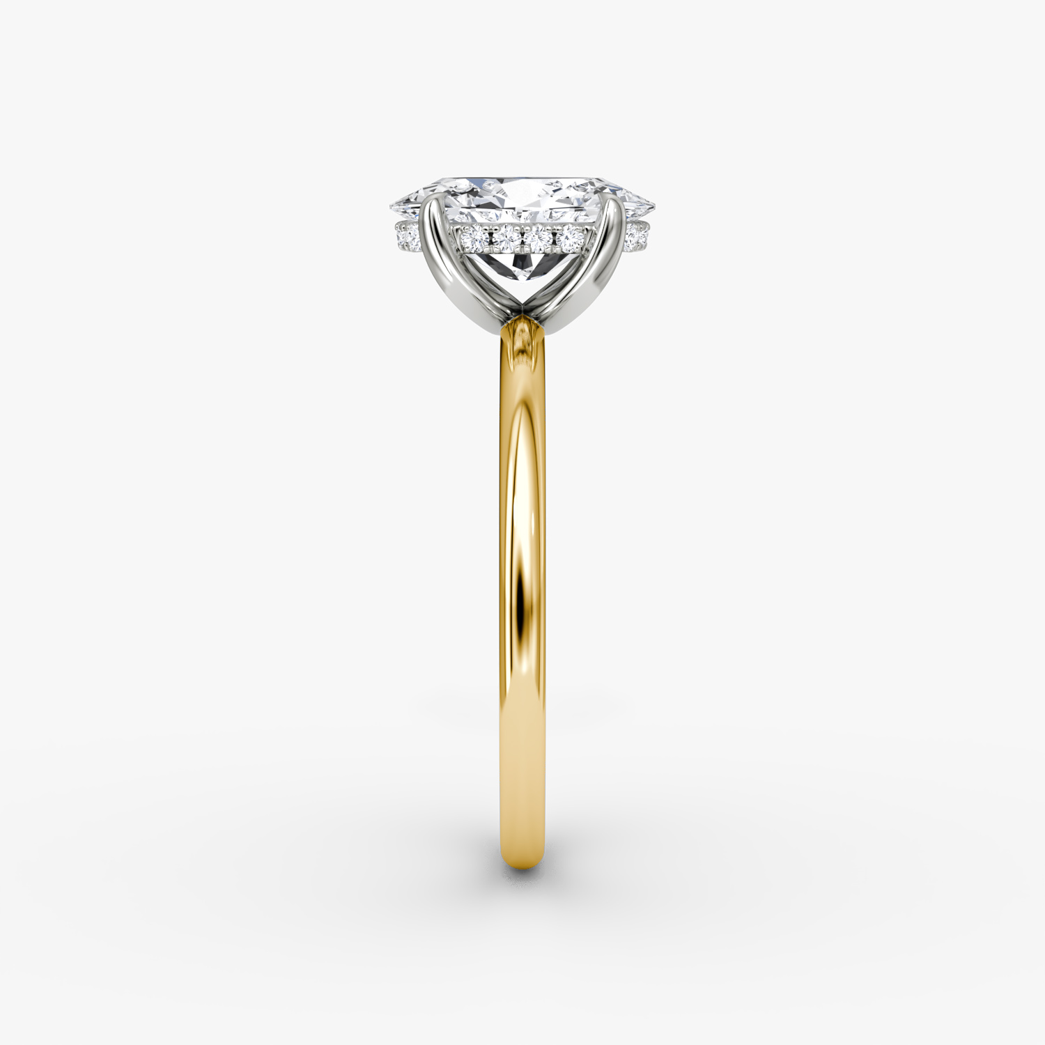 The Classic Hidden Halo | Oval | 18k | Yellow Gold and Platinum | bandAccent: Plain | bandWidth: standard | prongStyle: Plain | diamondOrientation: vertical | caratWeight: other
