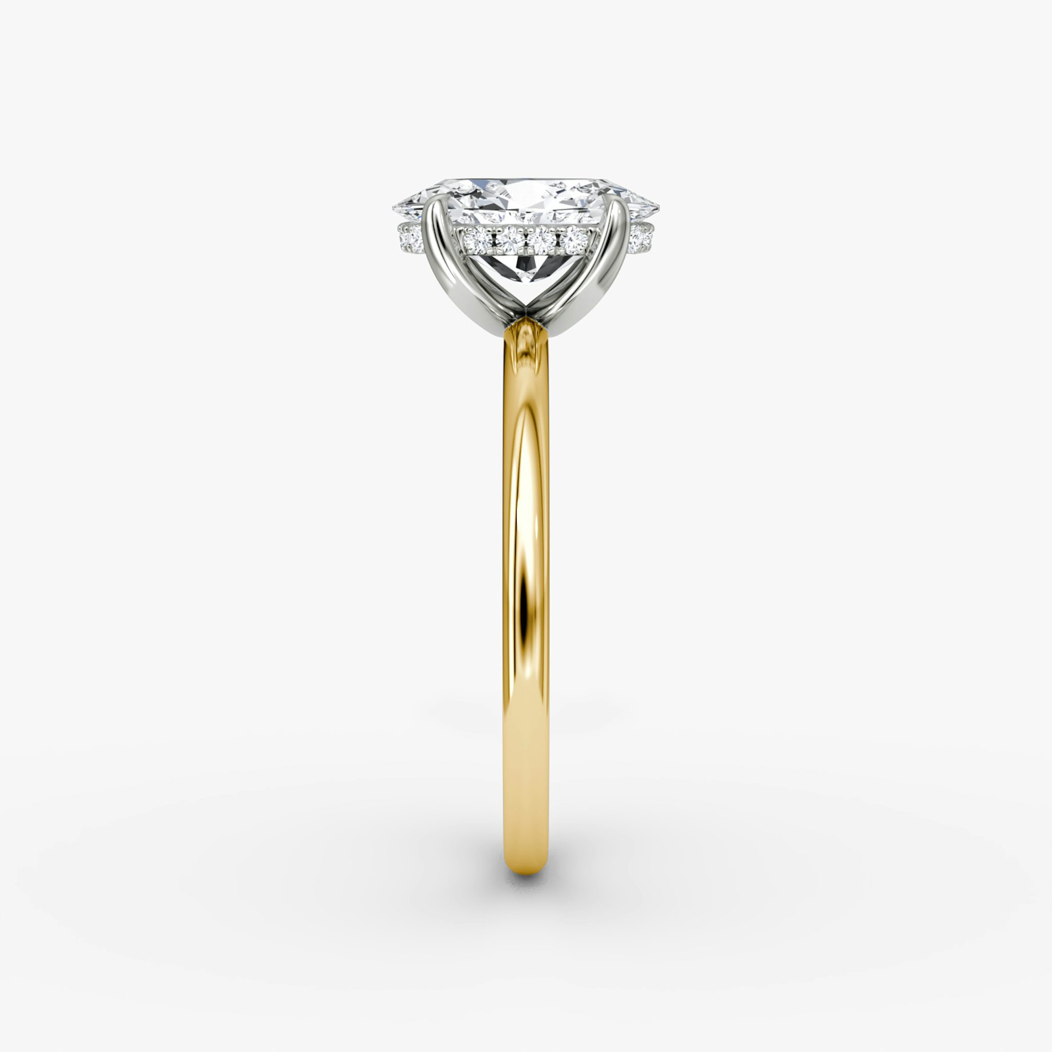 The Classic Hidden Halo | Oval | 18k | Yellow Gold and Platinum | bandAccent: Plain | bandWidth: standard | prongStyle: Plain | diamondOrientation: vertical | caratWeight: other