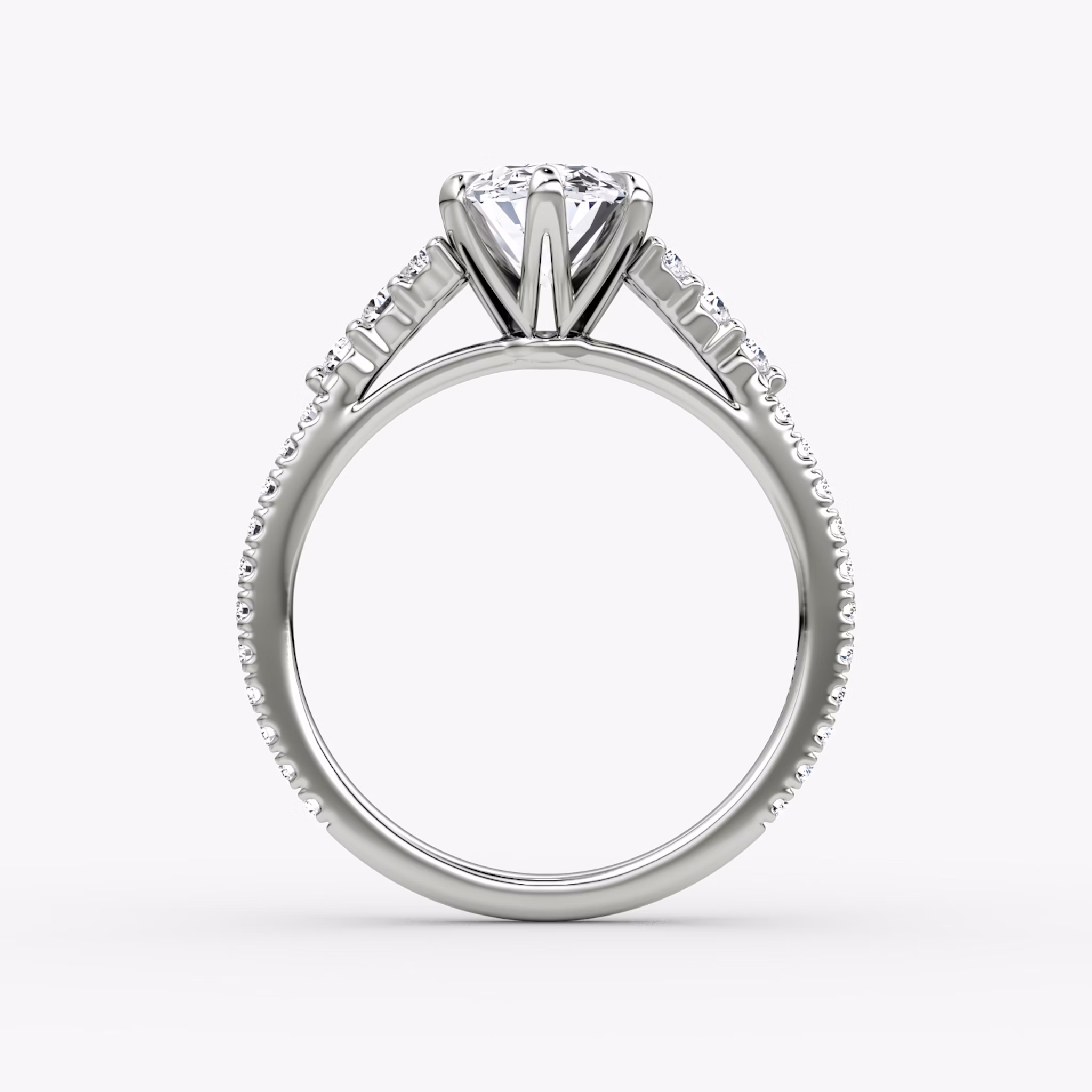 The Round Cluster Heirloom | Oval | Platinum | bandAccent: Pavé | diamondOrientation: vertical | caratWeight: other