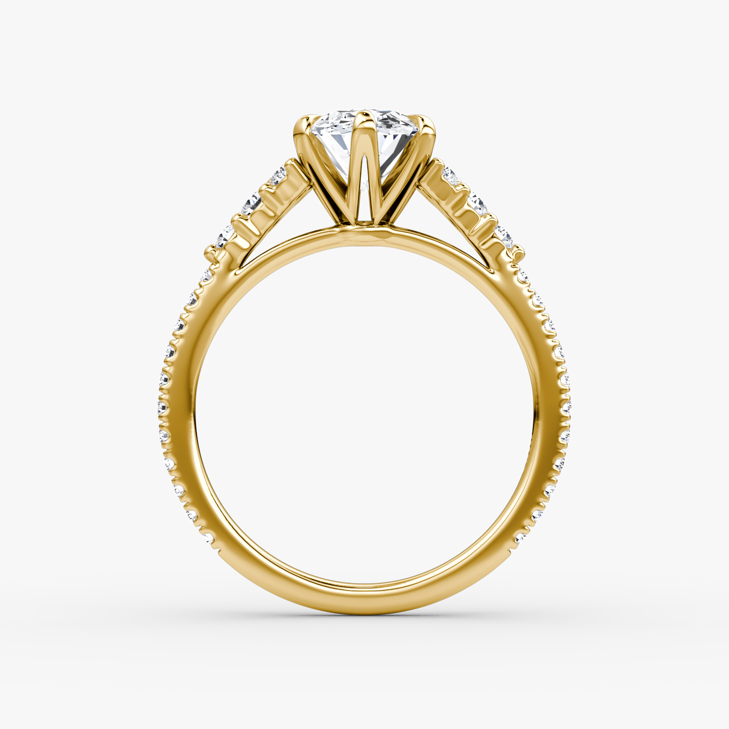 Anillo de compromiso Round Cluster Heirloom | Oval | 18k | Oro amarillo | bandAccent: Pavé | diamondOrientation: vertical | caratWeight: other