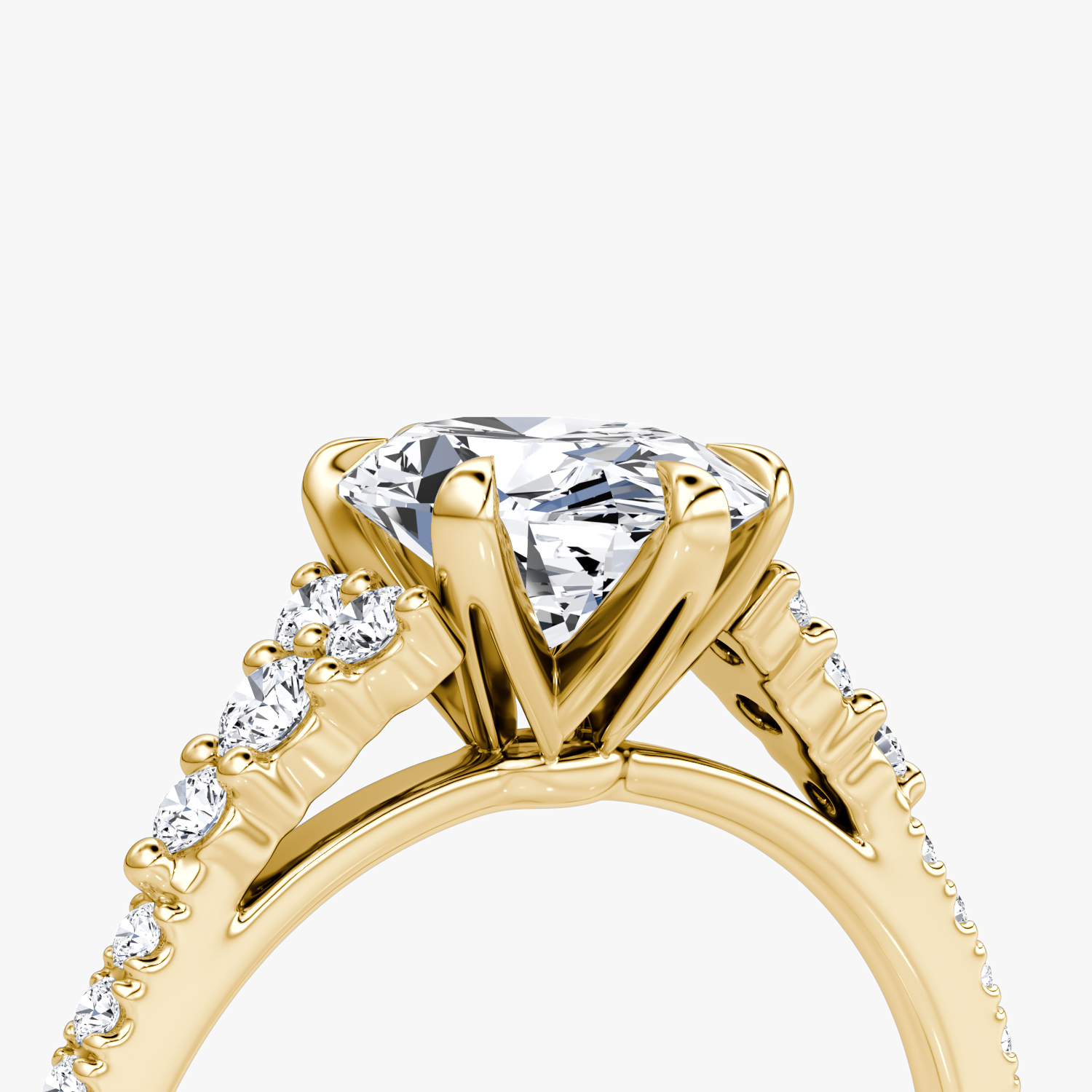 Anillo de compromiso Round Cluster Heirloom | Oval | 18k | Oro amarillo | bandAccent: Pavé | diamondOrientation: vertical | caratWeight: other