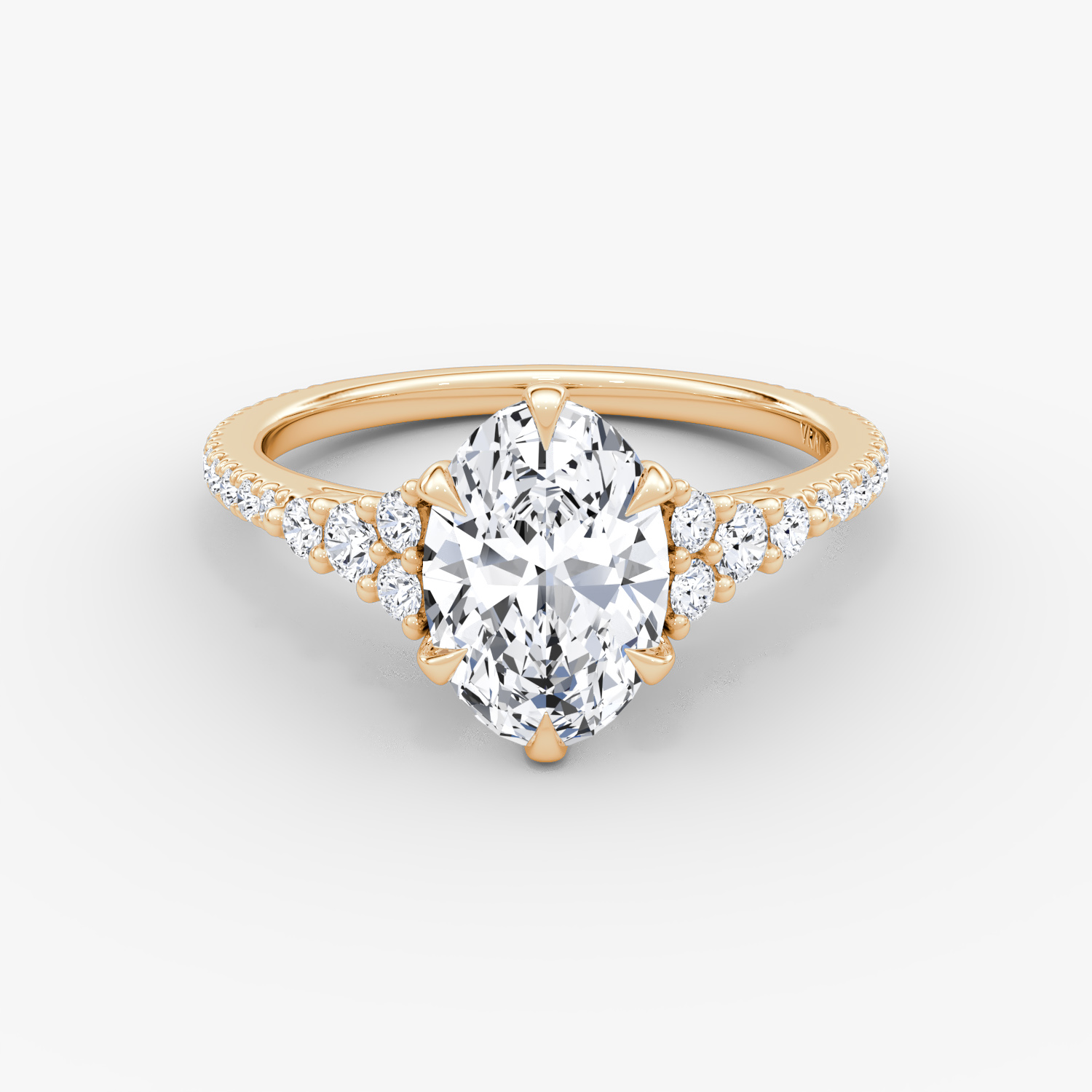 Anillo de compromiso Round Cluster Heirloom | Oval | 14k | Oro rosa | bandAccent: Pavé | diamondOrientation: vertical | caratWeight: other