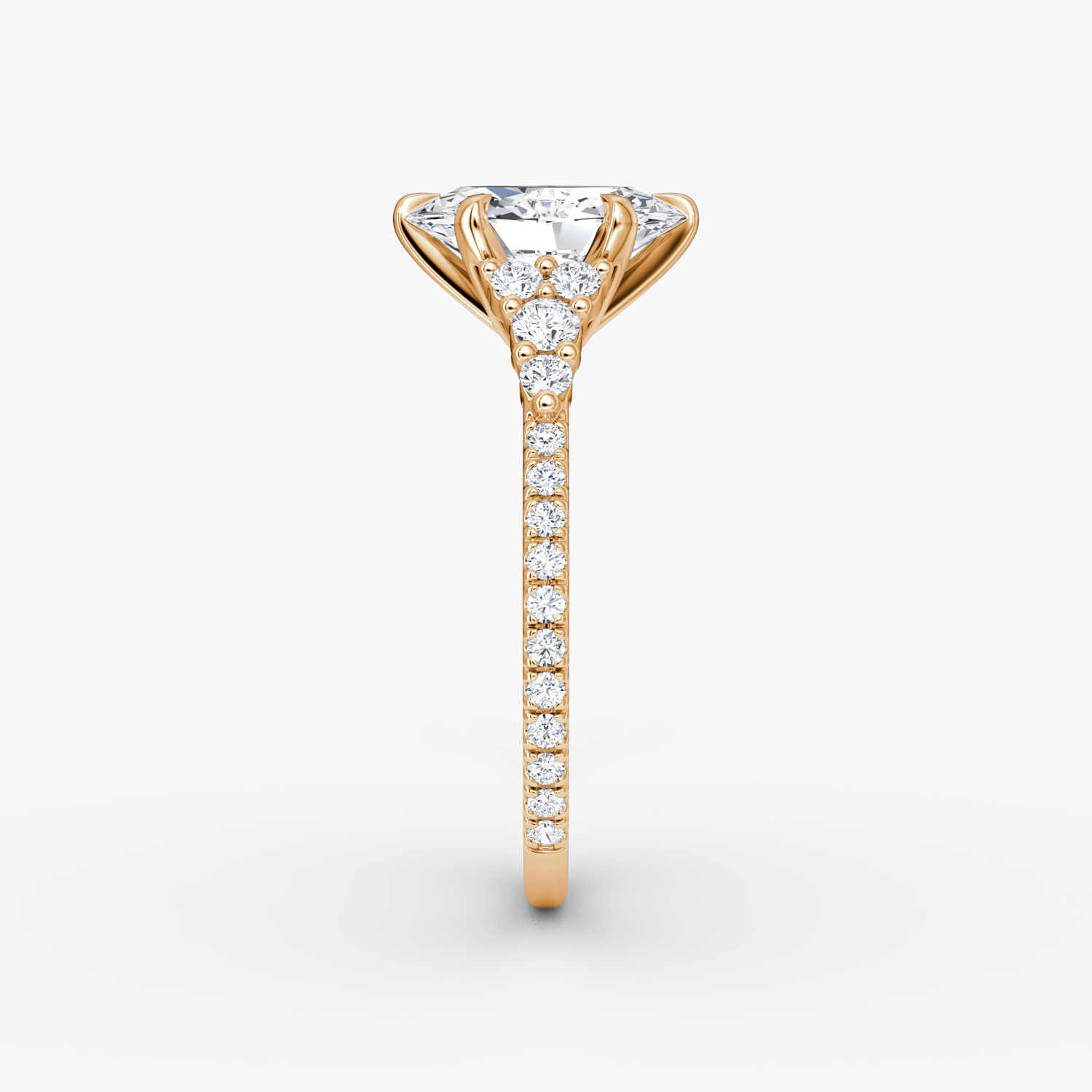 Anillo de compromiso Round Cluster Heirloom | Oval | 14k | Oro rosa | bandAccent: Pavé | diamondOrientation: vertical | caratWeight: other