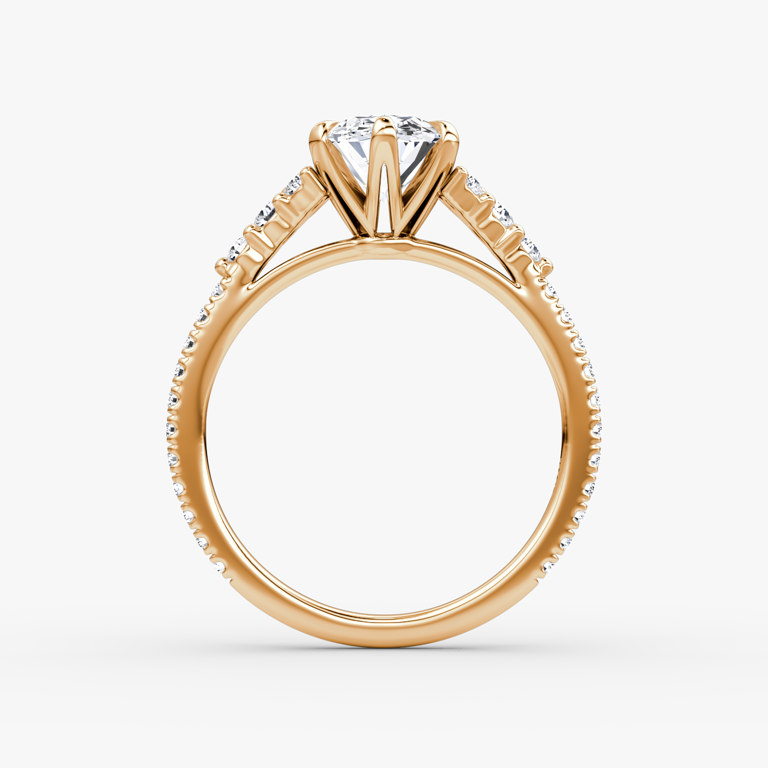 Anillo de compromiso Round Cluster Heirloom | Oval | 14k | Oro rosa | bandAccent: Pavé | diamondOrientation: vertical | caratWeight: other