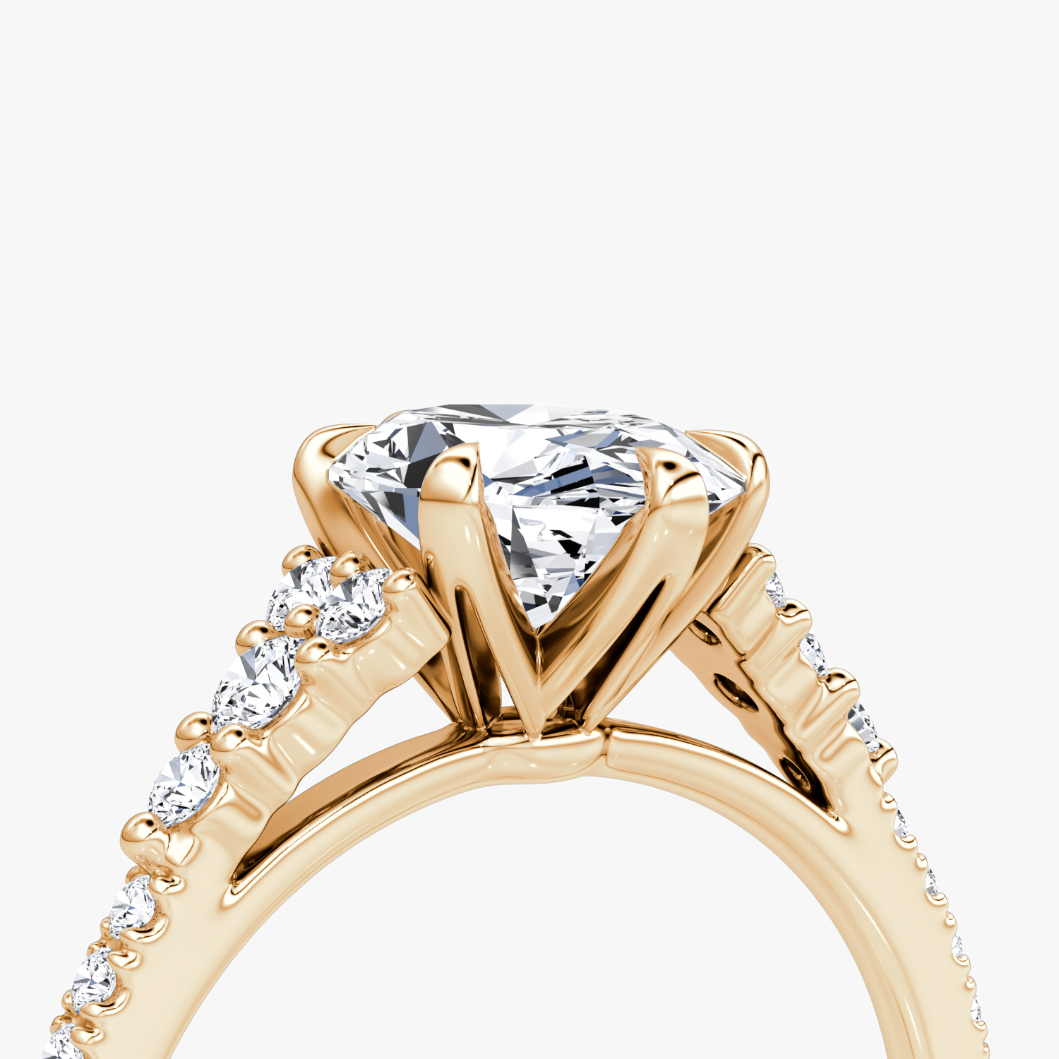 Anillo de compromiso Round Cluster Heirloom | Oval | 14k | Oro rosa | bandAccent: Pavé | diamondOrientation: vertical | caratWeight: other