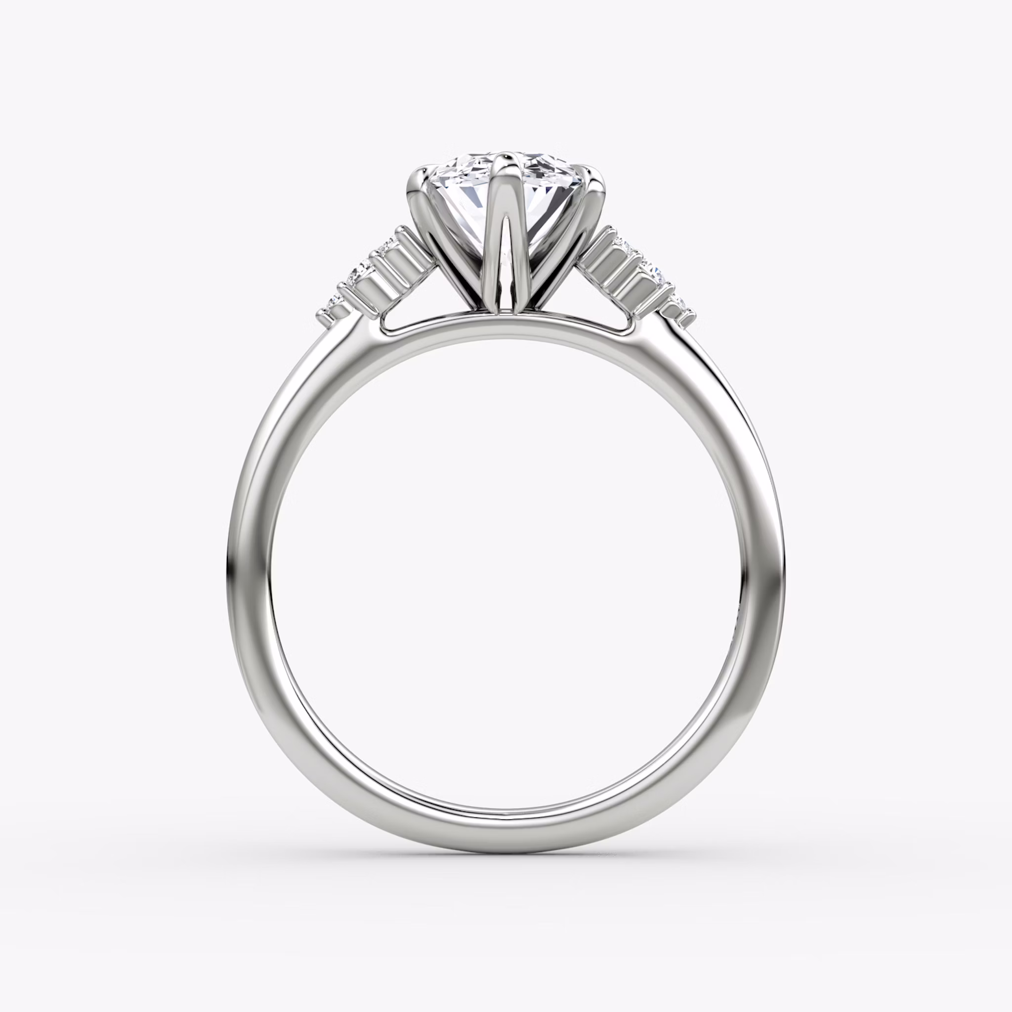 The Round Cluster Heirloom | Oval | 18k | White Gold | bandAccent: Plain | diamondOrientation: vertical | caratWeight: other