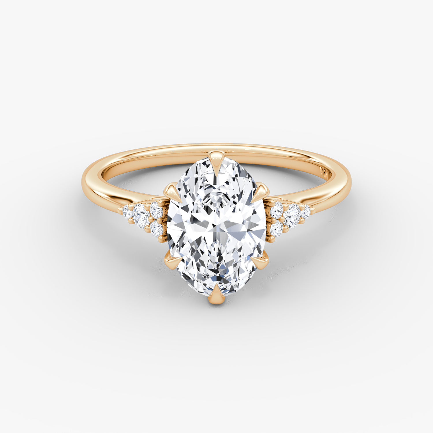 Anillo de compromiso Round Cluster Heirloom | Oval | 14k | Oro rosa | bandAccent: Simple | diamondOrientation: vertical | caratWeight: other