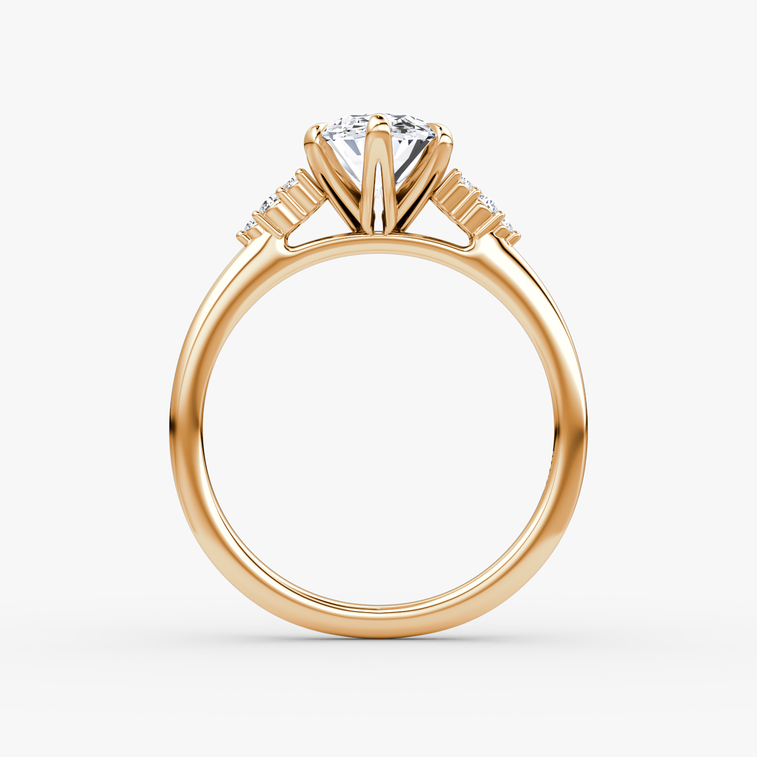 Anillo de compromiso Round Cluster Heirloom | Oval | 14k | Oro rosa | bandAccent: Simple | diamondOrientation: vertical | caratWeight: other