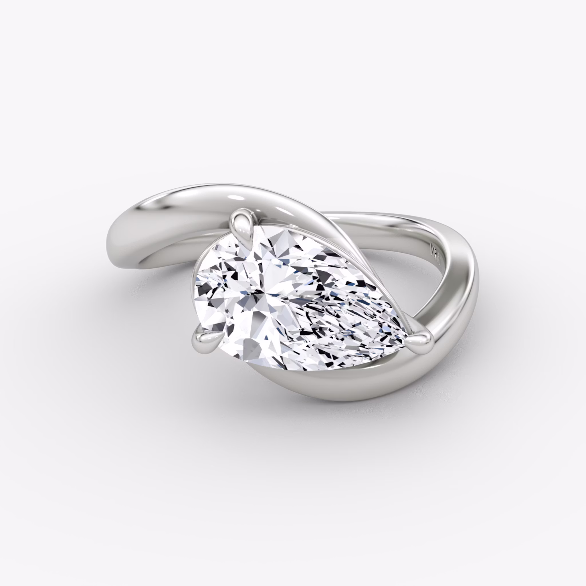 The Wrapped Solitaire | Pear | Platinum | bandAccent: Plain | diamondOrientation: vertical | caratWeight: other