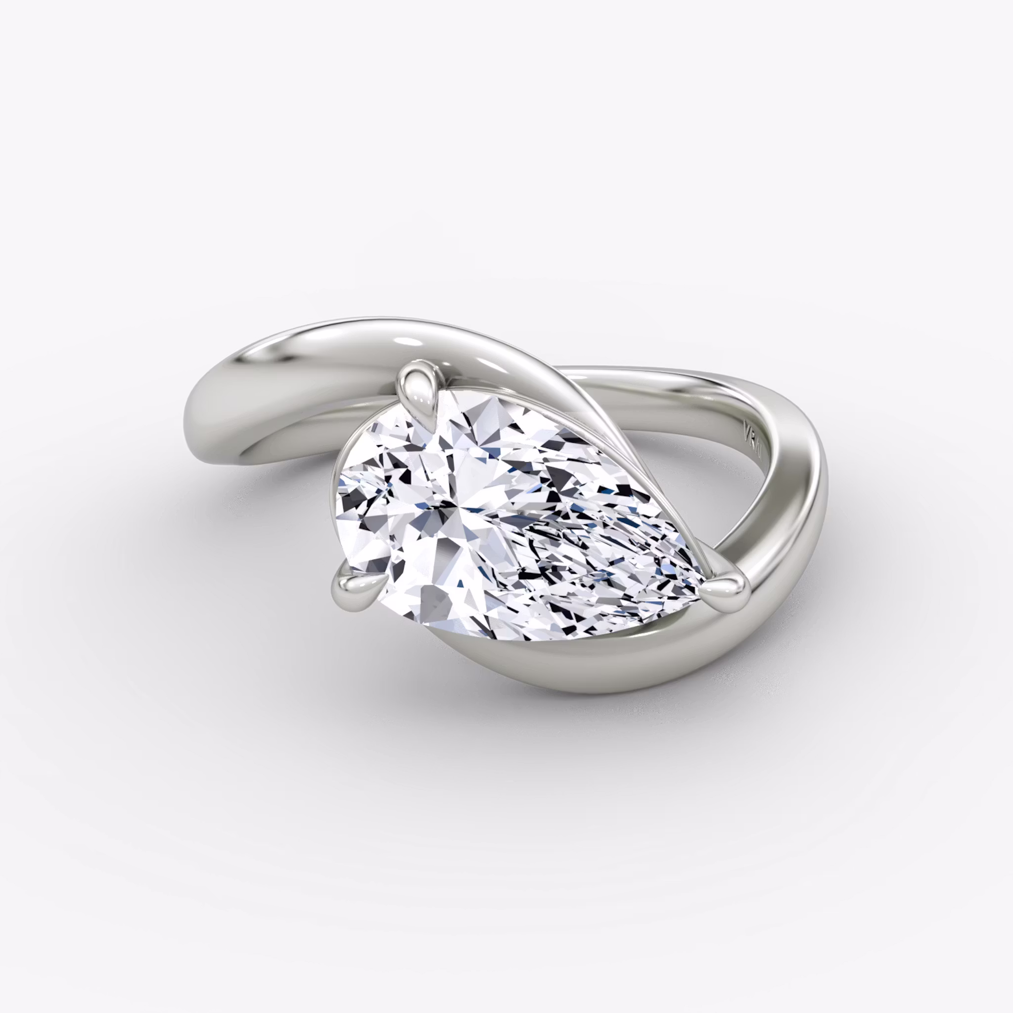The Wrapped Solitaire Pear | Platinum