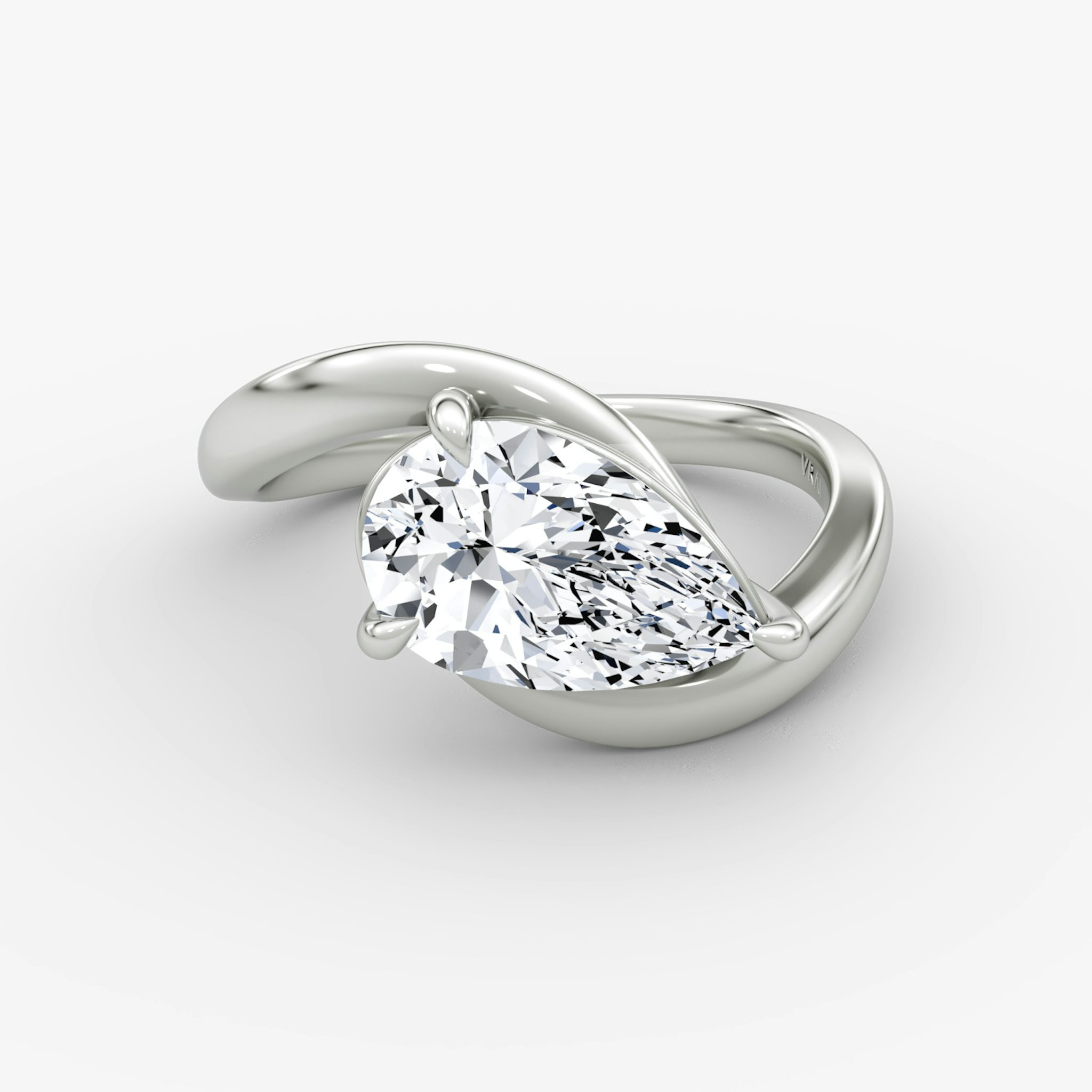 The Wrapped Solitaire | Pear | Platinum | bandAccent: Plain | diamondOrientation: vertical | caratWeight: other