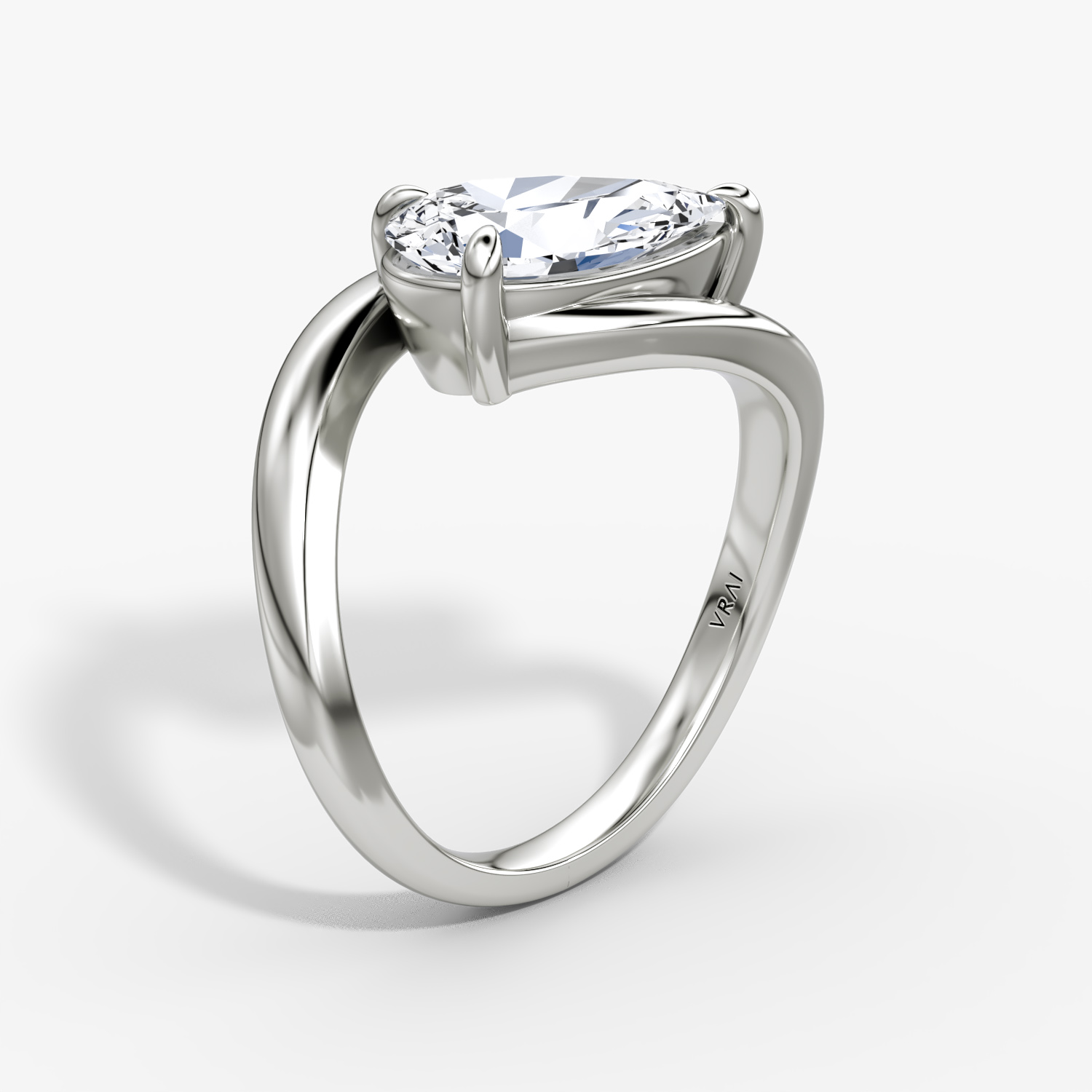 The Wrapped Solitaire | Pear | Platinum | bandAccent: Plain | diamondOrientation: vertical | caratWeight: other