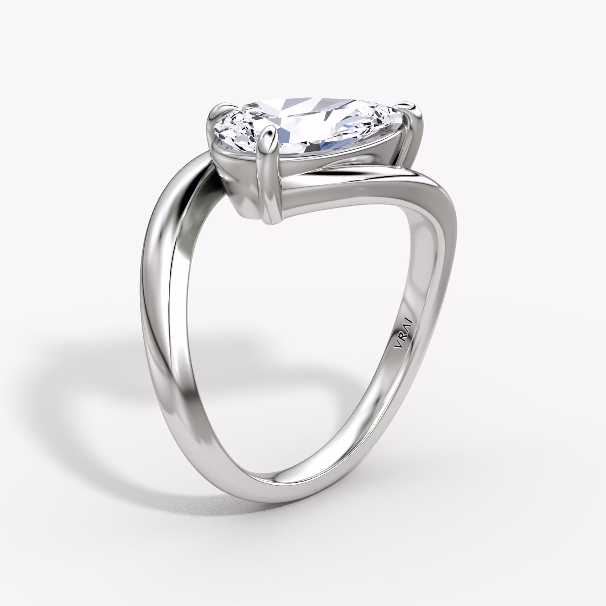 The Wrapped Solitaire | Pear | Platinum | bandAccent: Plain | diamondOrientation: vertical | caratWeight: other
