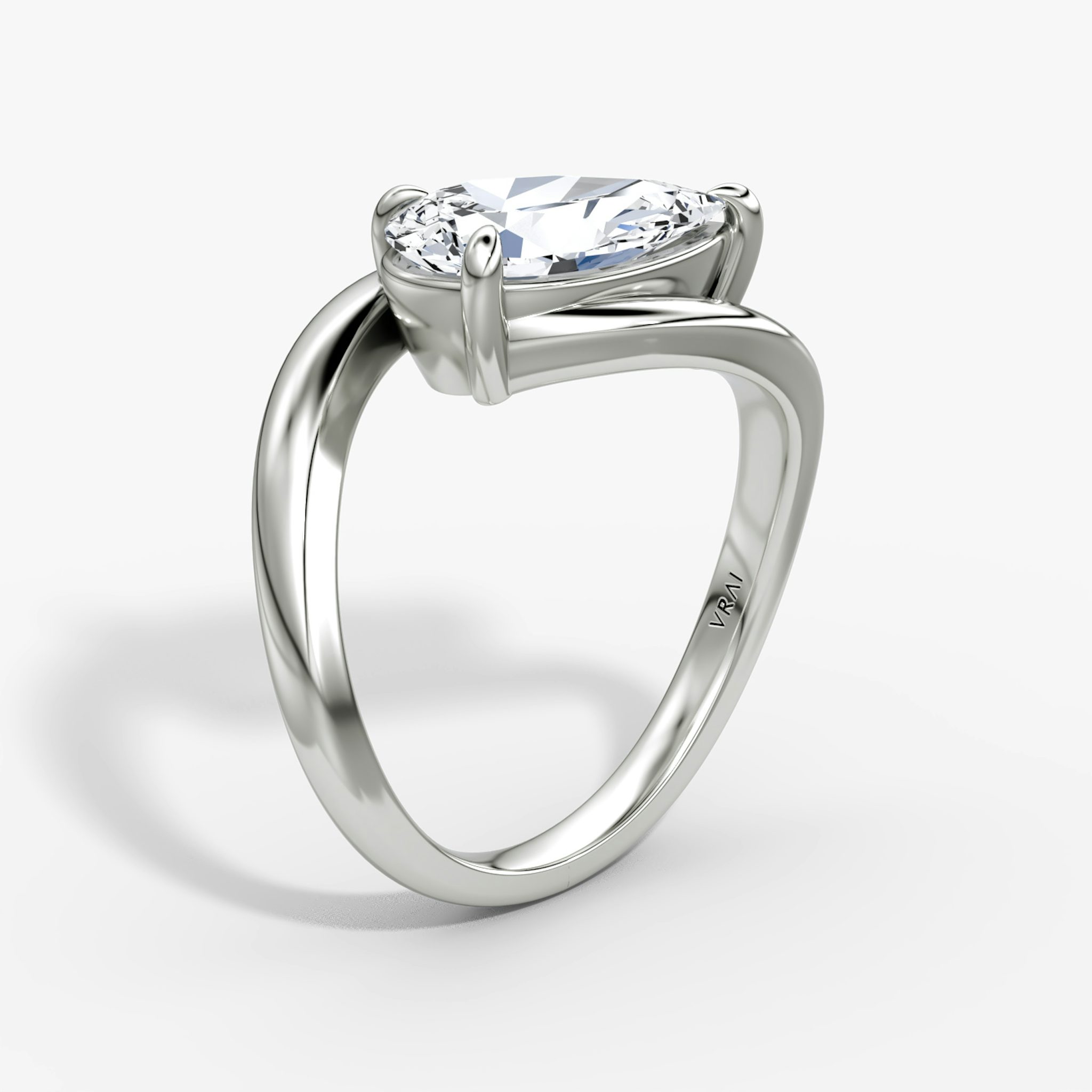 The Wrapped Solitaire | Pear | Platinum | bandAccent: Plain | diamondOrientation: vertical | caratWeight: other