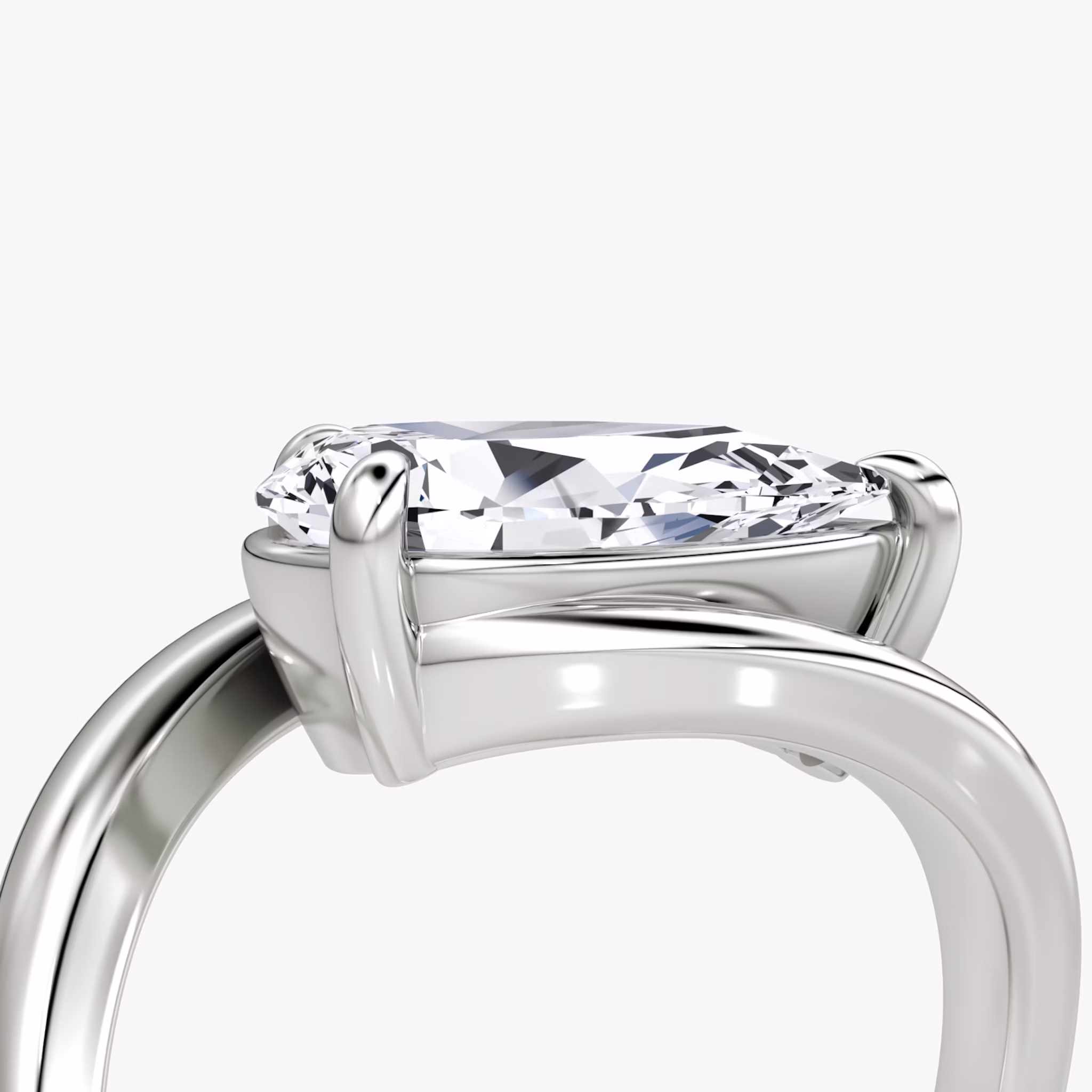 The Wrapped Solitaire | Pear | Platinum | bandAccent: Plain | diamondOrientation: vertical | caratWeight: other