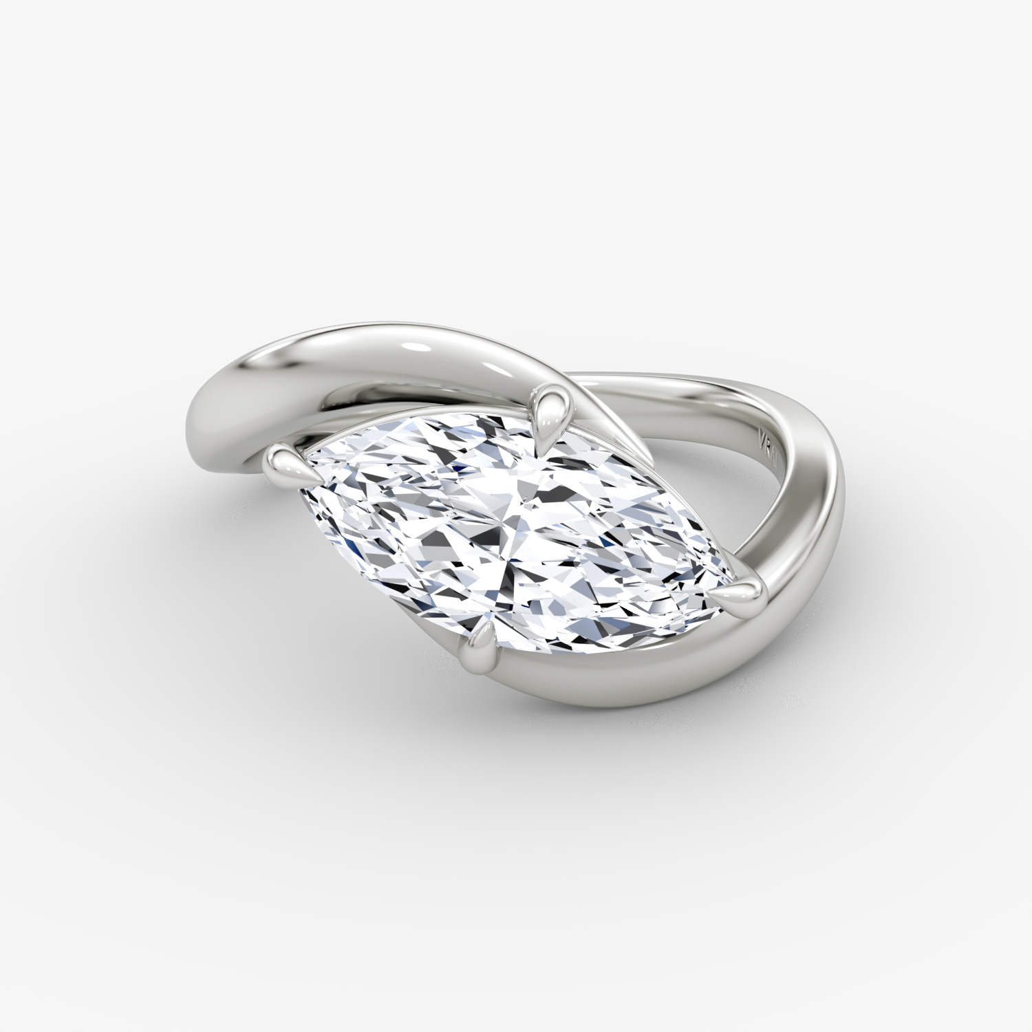 Wrapped Solitairo | Marquise | 18k | Oro blanco | bandAccent: Simple | diamondOrientation: vertical | caratWeight: other