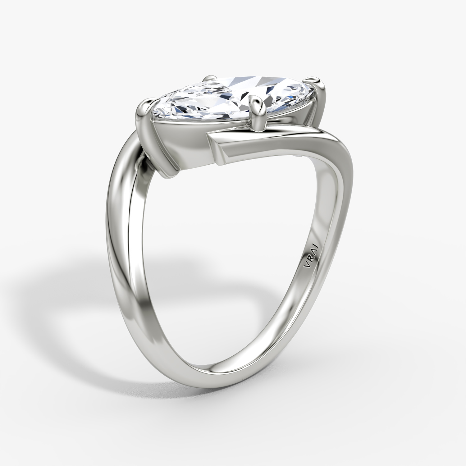 Wrapped Solitairo | Marquise | 18k | Oro blanco | bandAccent: Simple | diamondOrientation: vertical | caratWeight: other