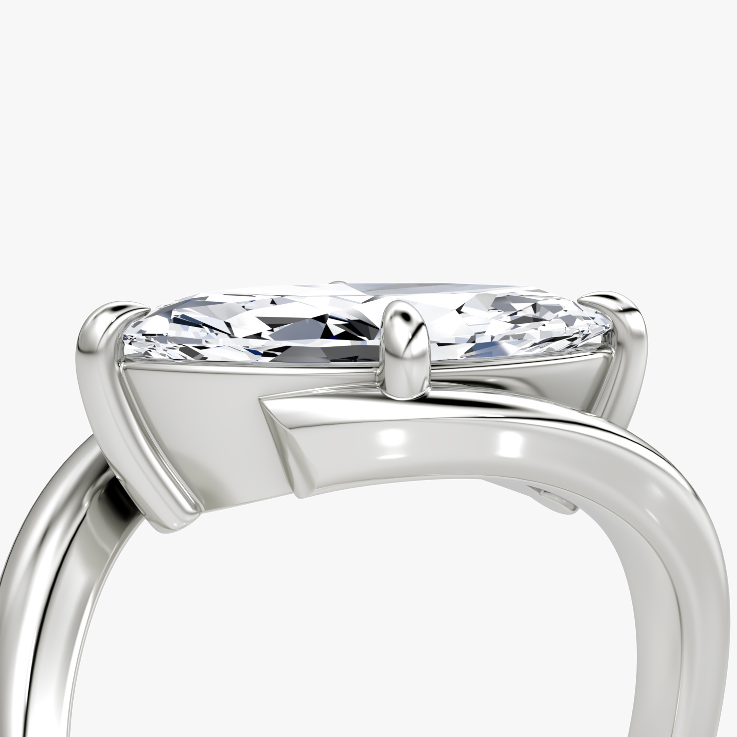 Wrapped Solitairo | Marquise | 18k | Oro blanco | bandAccent: Simple | diamondOrientation: vertical | caratWeight: other